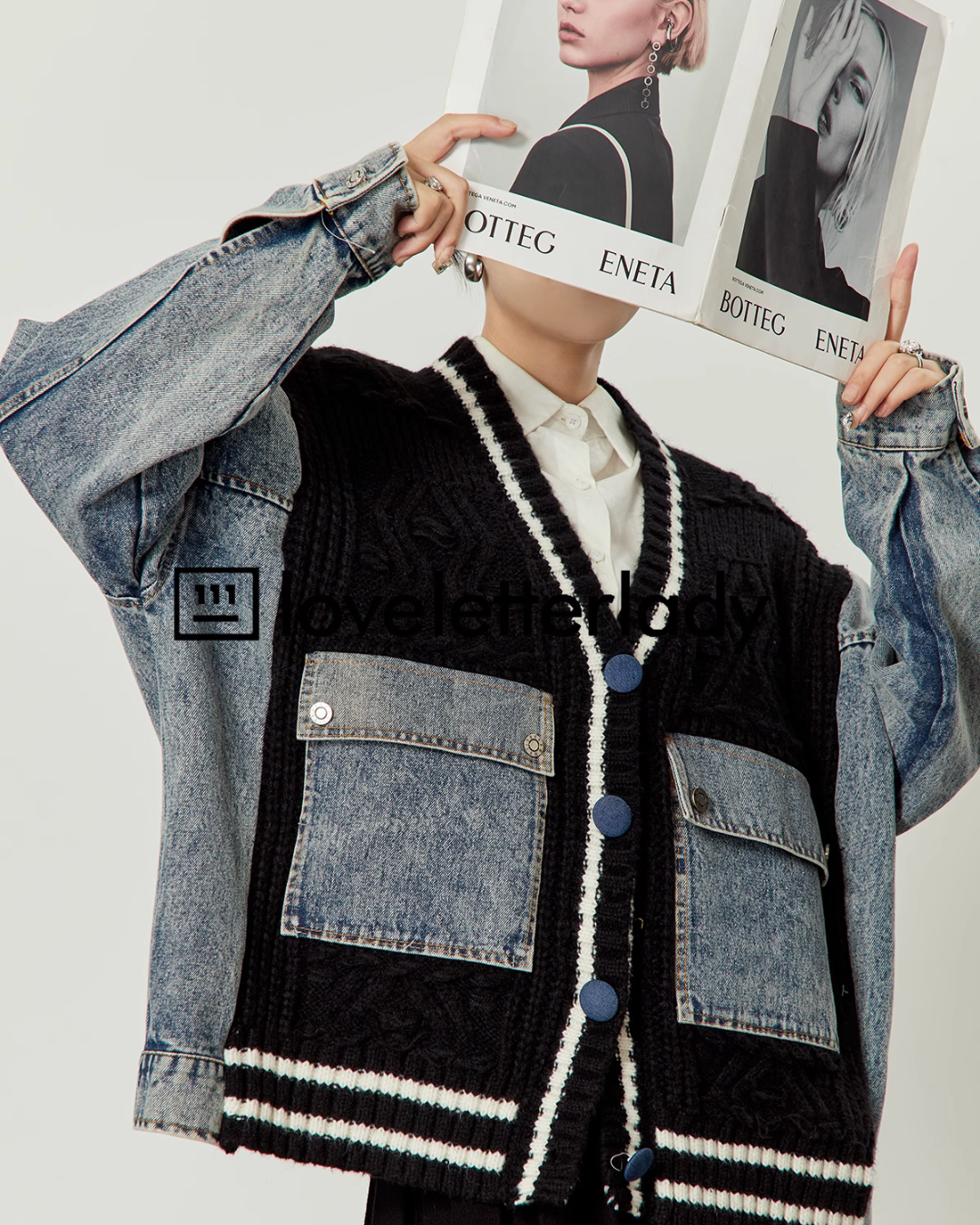 Vintage Stitched Denim Knit Jacket LLA0407 – AuroraBoutique