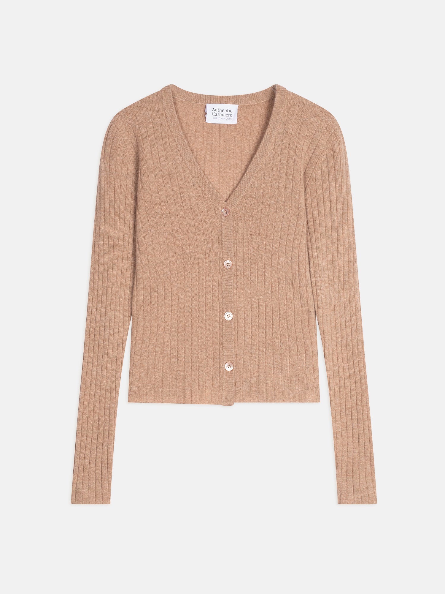 LISE camel v-neck cardigan 100% cashmere - Authentic Cashmere