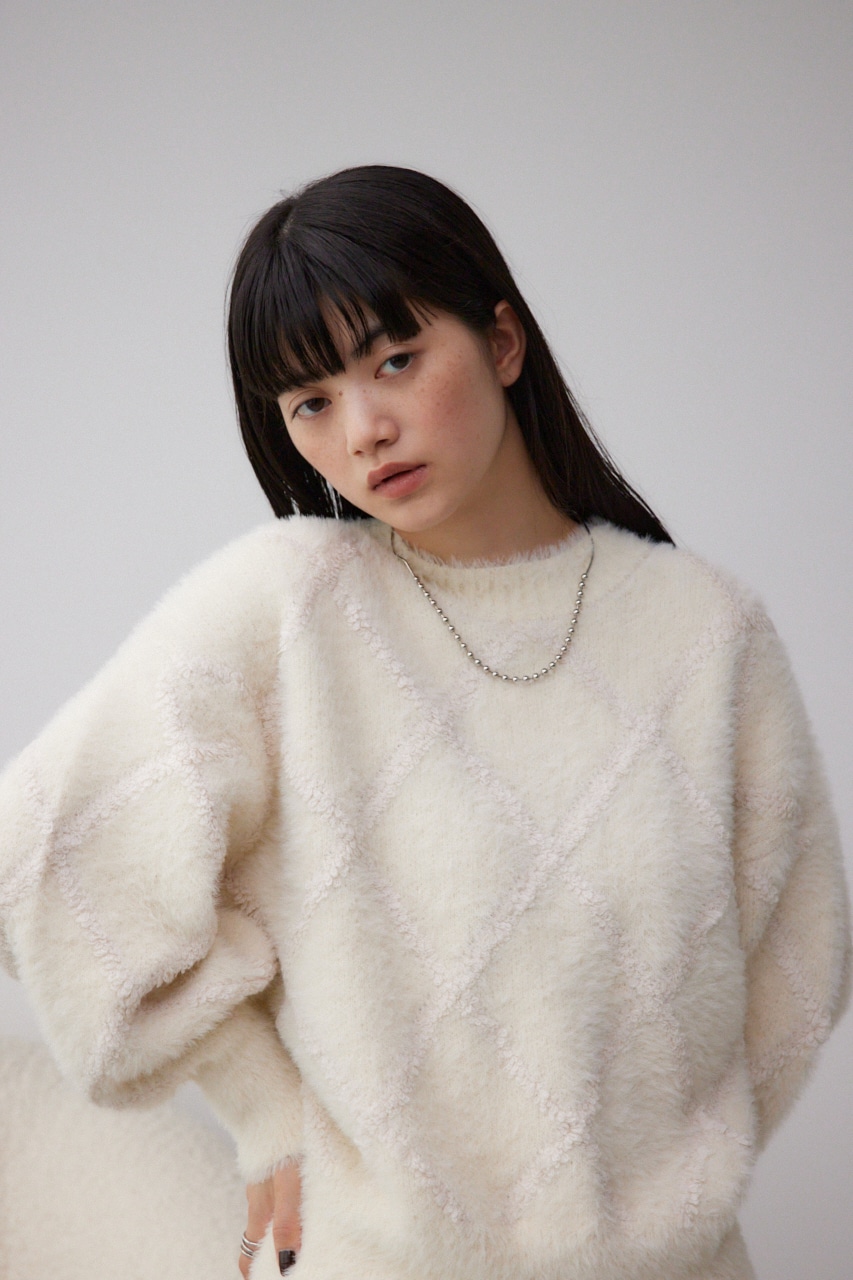 シャギーチェックニットトップス｜WOMEN｜250HAB70-542I｜AZUL BY