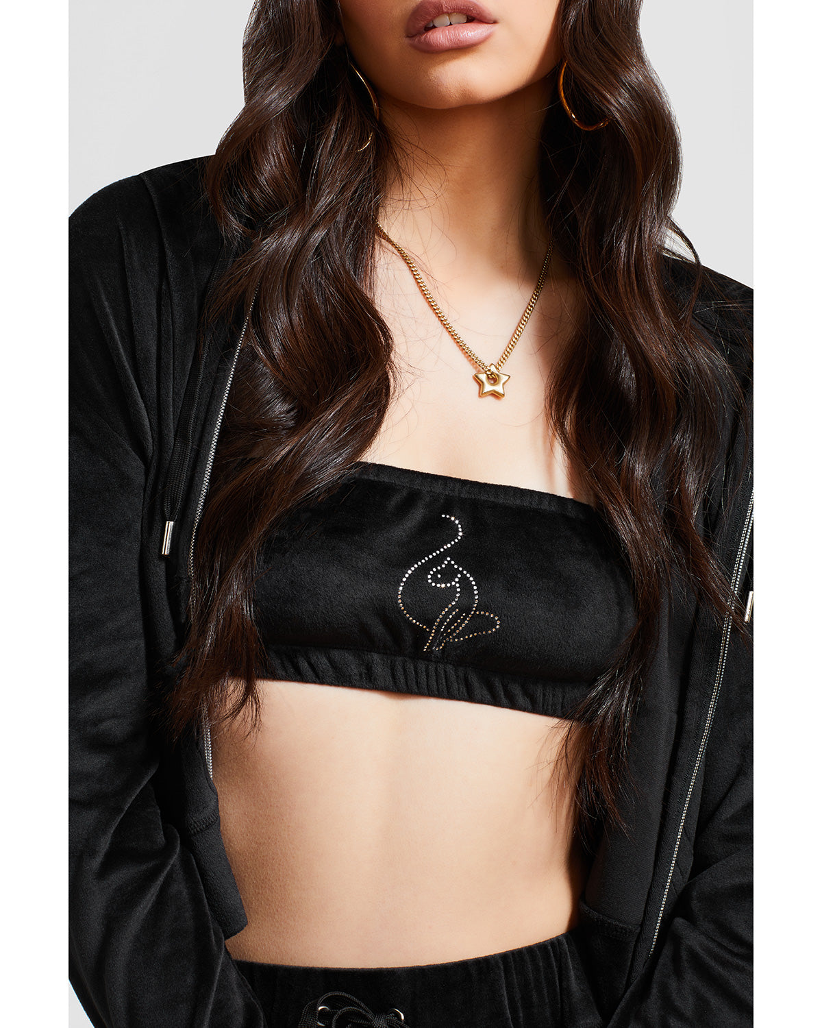 Essential Logo Bandeau | Women's Velour Top | Black – Baby Phat