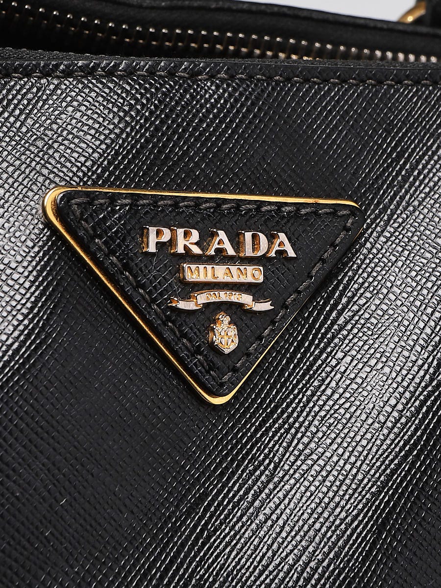 Prada Black Saffiano Leather Medium Double Zip Tote Bag - BN2274