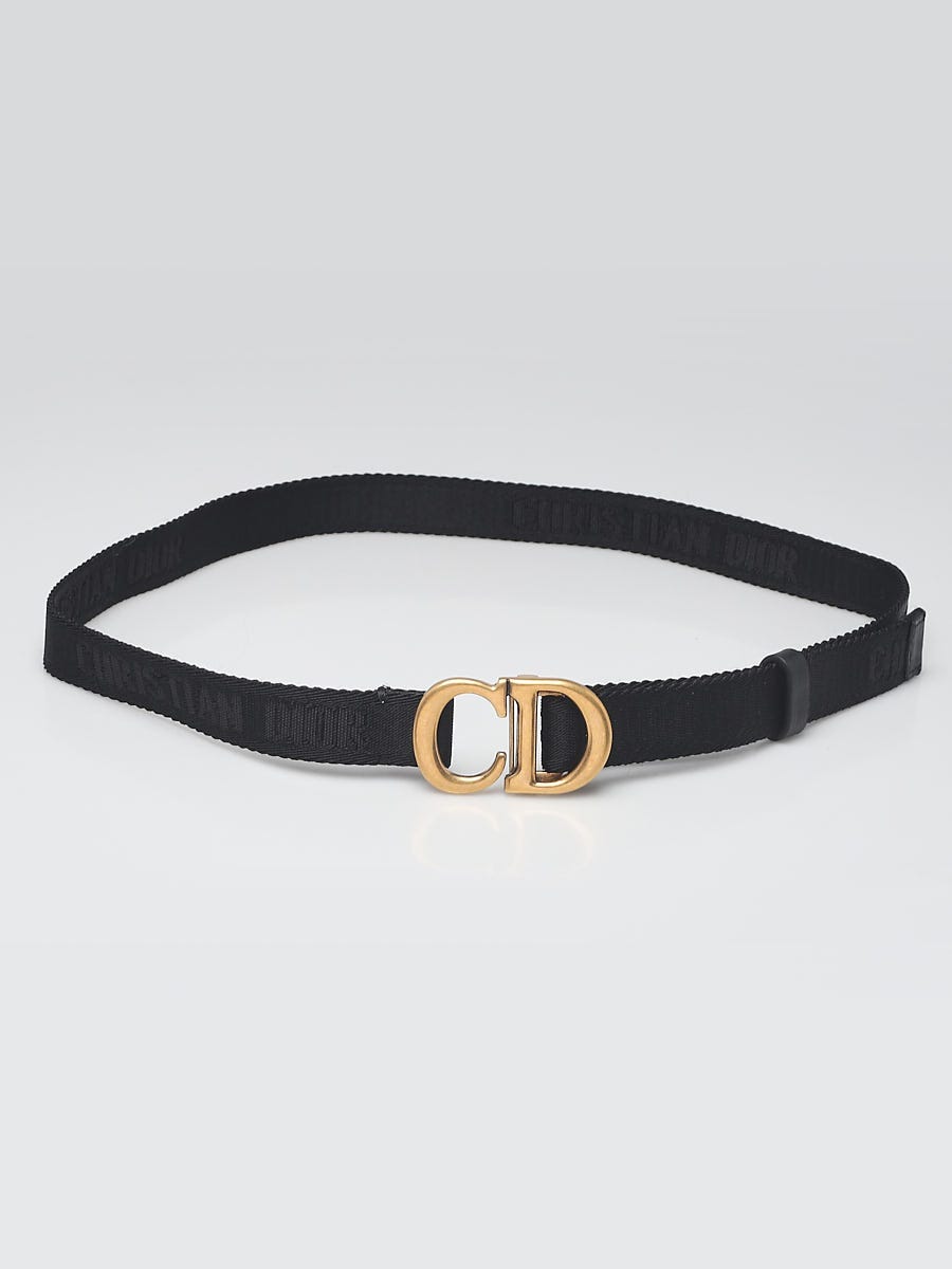 Christian Dior Black Canvas Jacquard Saddle Belt Size M | Yoogi's