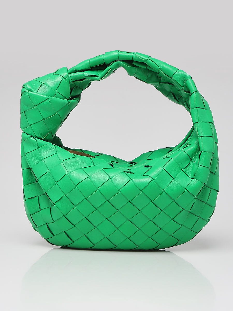 Bottega Veneta Parakeet Green Intrecciato Woven Leather Mini Jodie