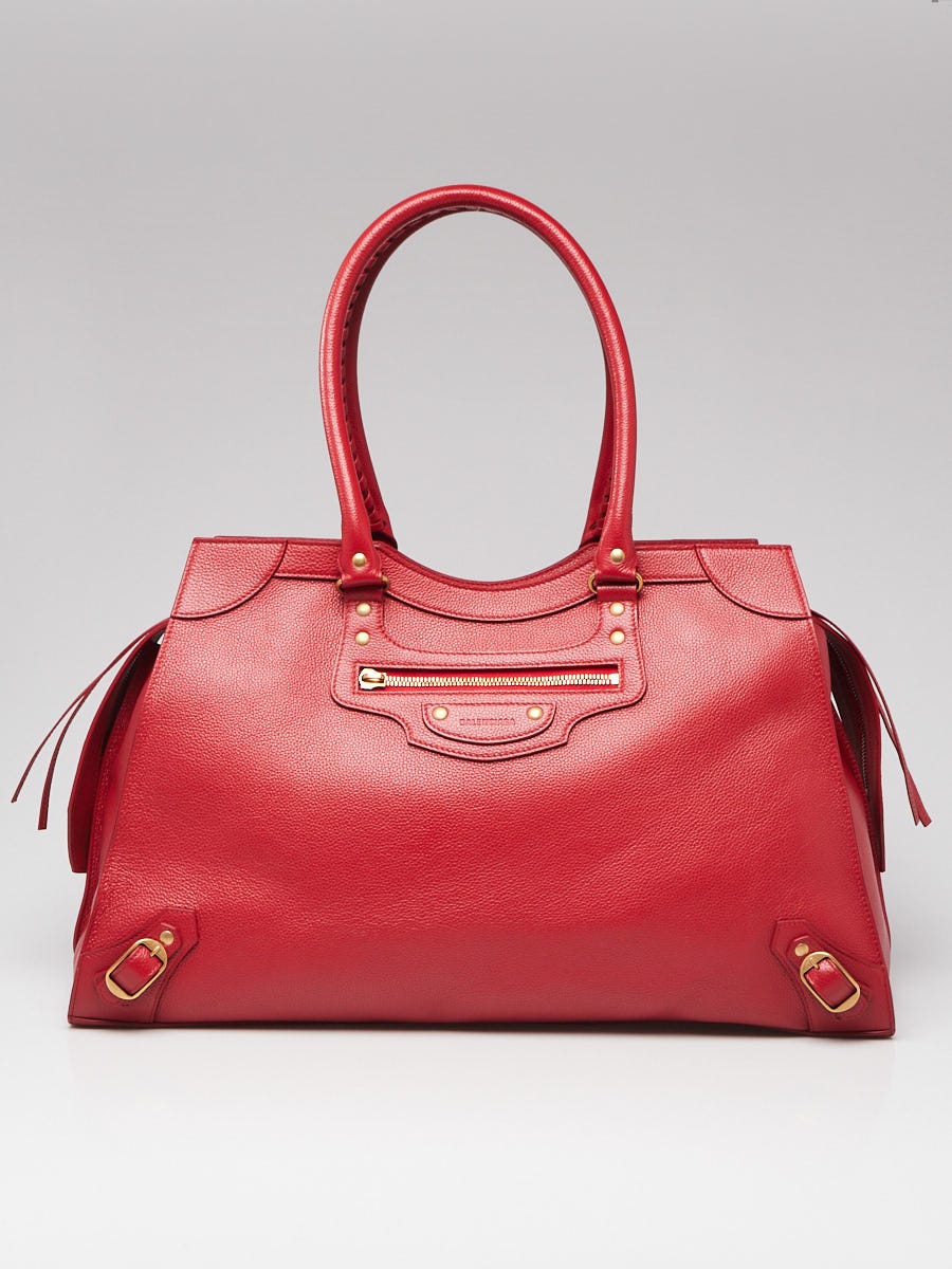 Balenciaga Red Grained Calfskin Leather Neo Classic Large City Bag