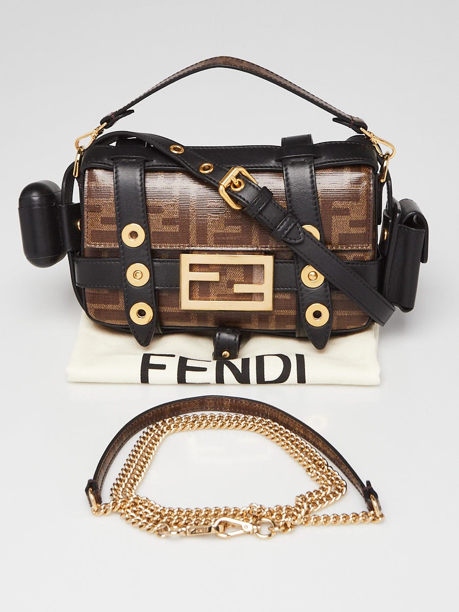 Fendi Tobacco Zucca FF Coated Canvas Mini Baguette Cage Bag 8BS034