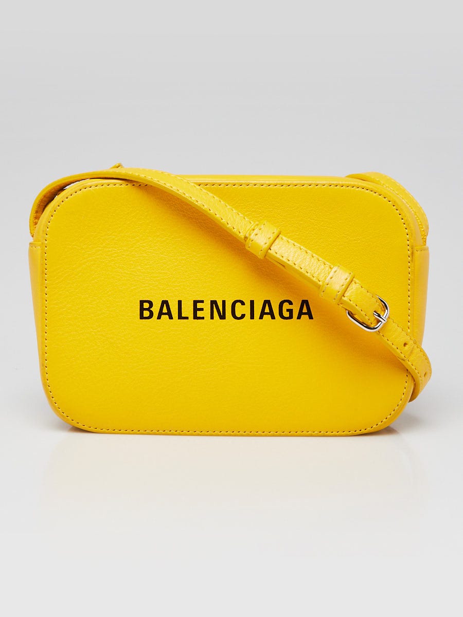 Balenciaga Yellow Calfskin Leather Everyday Camera XS Bag