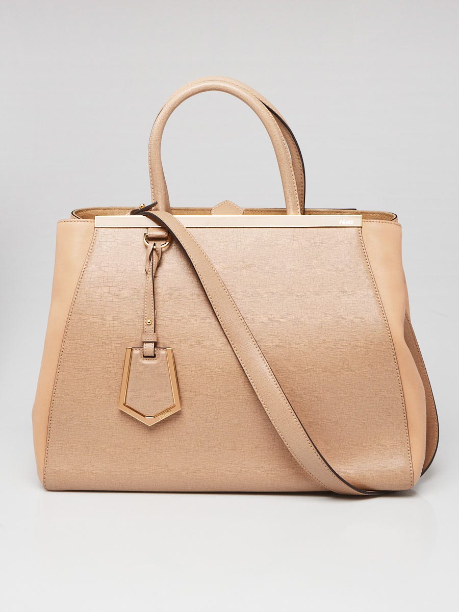 Fendi Beige Saffiano Leather Medium Sac 2jours Elite Tote Bag