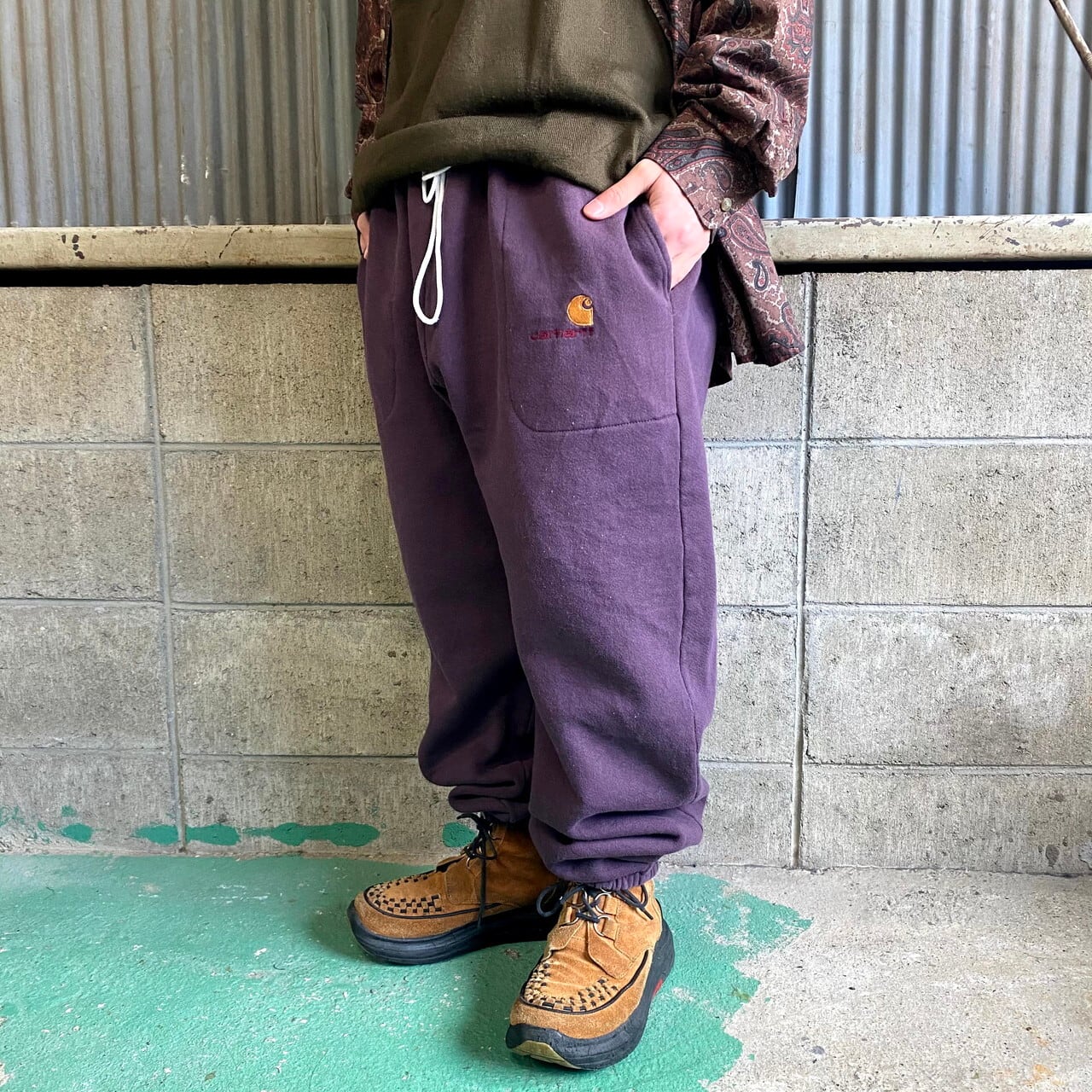 80年代 USA製 Carhartt カーハート ワンポイントロゴ刺繍 スウェット