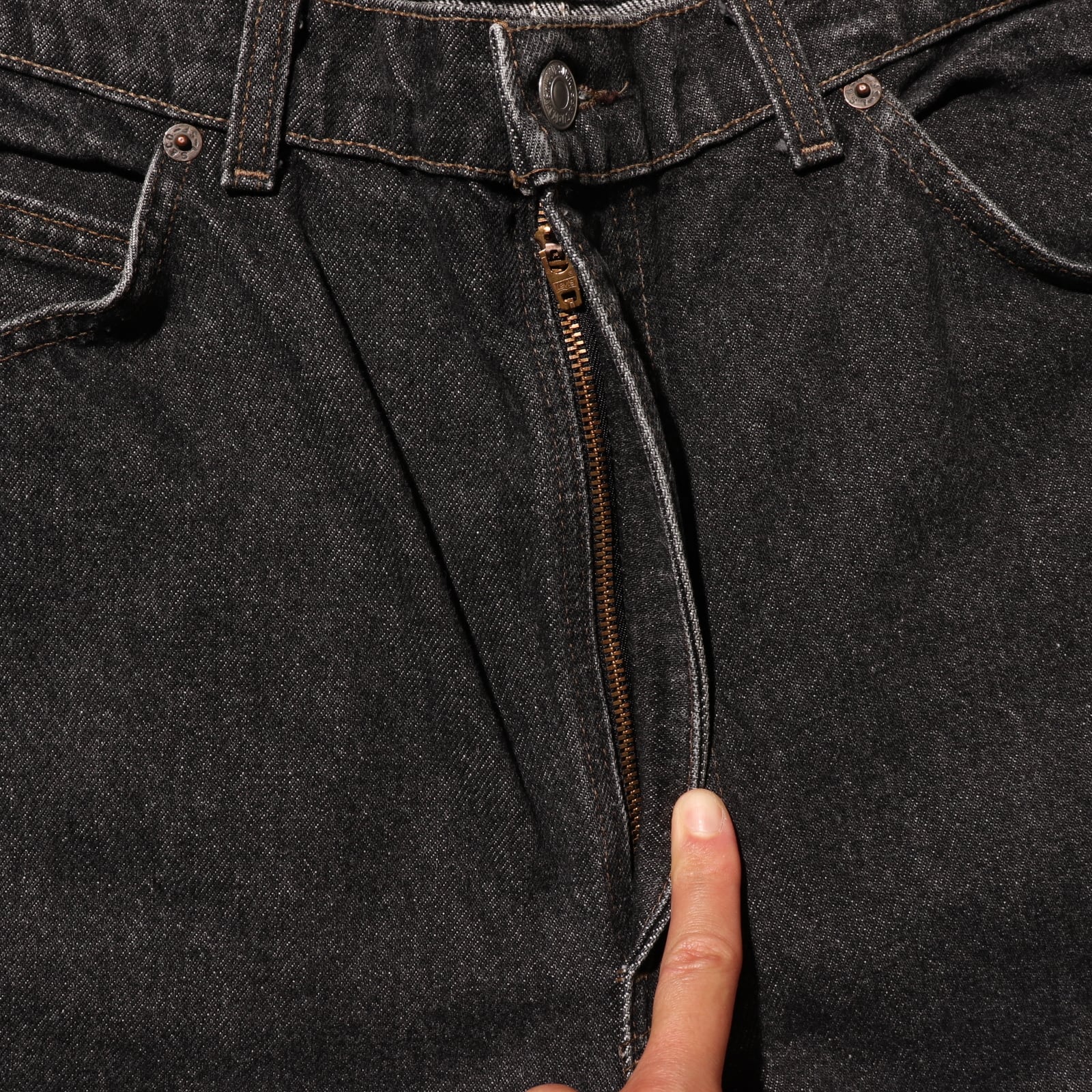 極美品 38×30 Levi's 505 USA 先染め黒 ブラックデニムパンツ オレンジ