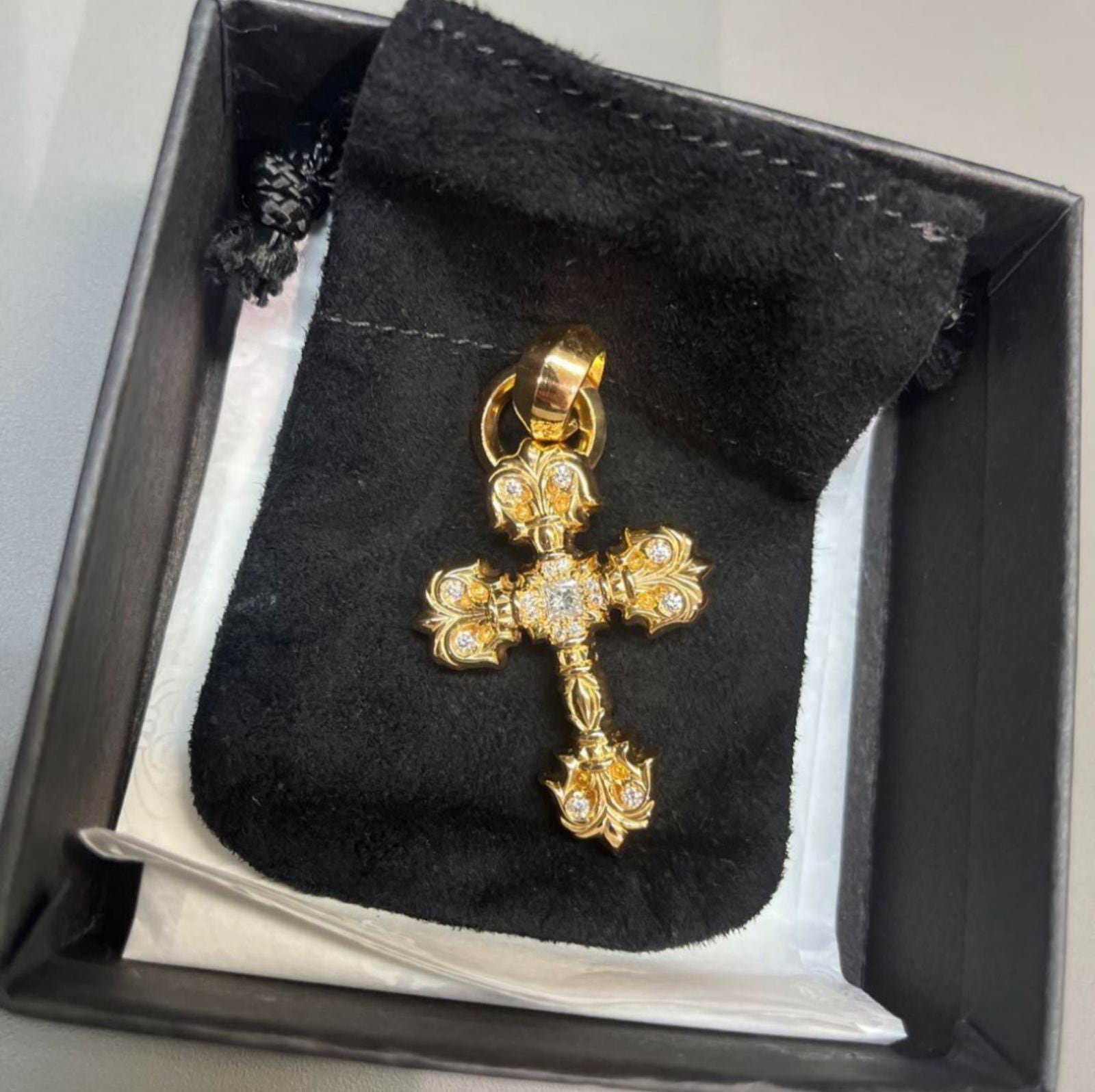 CHROME HEARTS クロムハーツ 22K FILIG フィリグリークロス XS PAVE