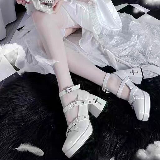 ゴスロリ クロス ストラップ 厚底 パンプス 4color | ChouChou
