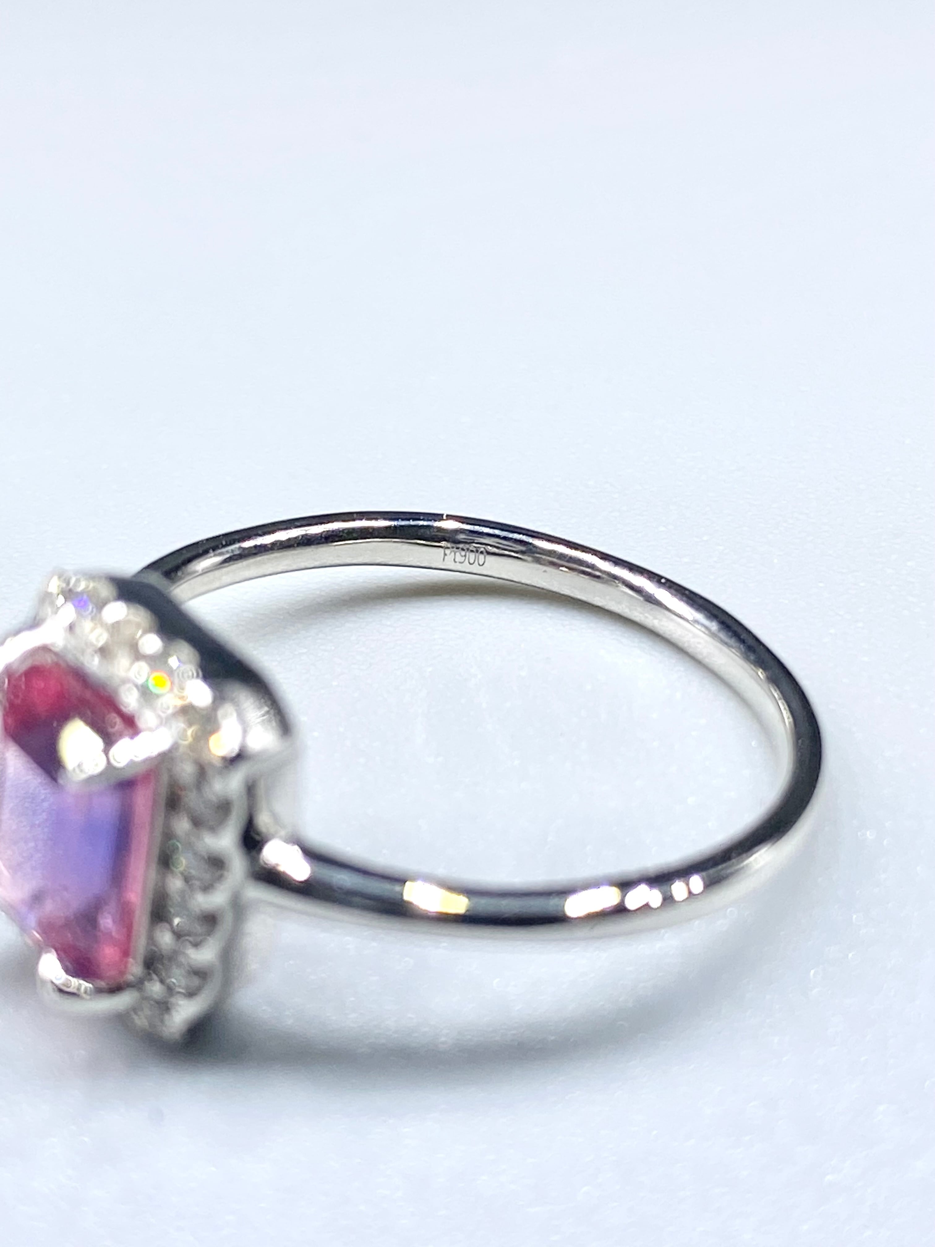 バイカラーサファイア 1.58ct / ダイヤモンド 計0.21ct Pt900 リング
