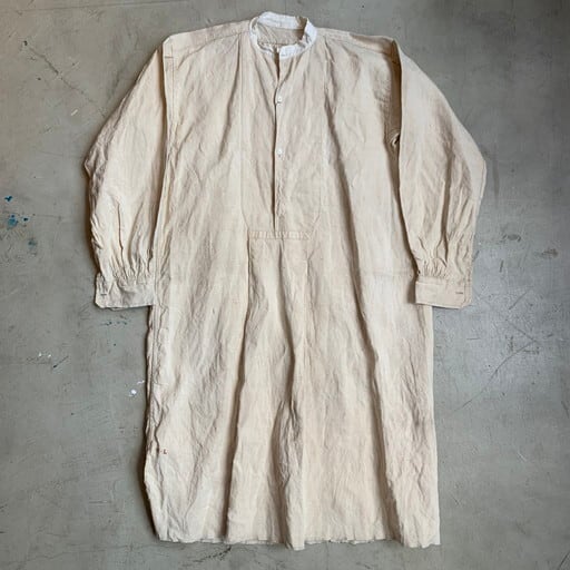 1900's~1920's UNKNOWN フレンチリネンスモック グランパシャツ 麻