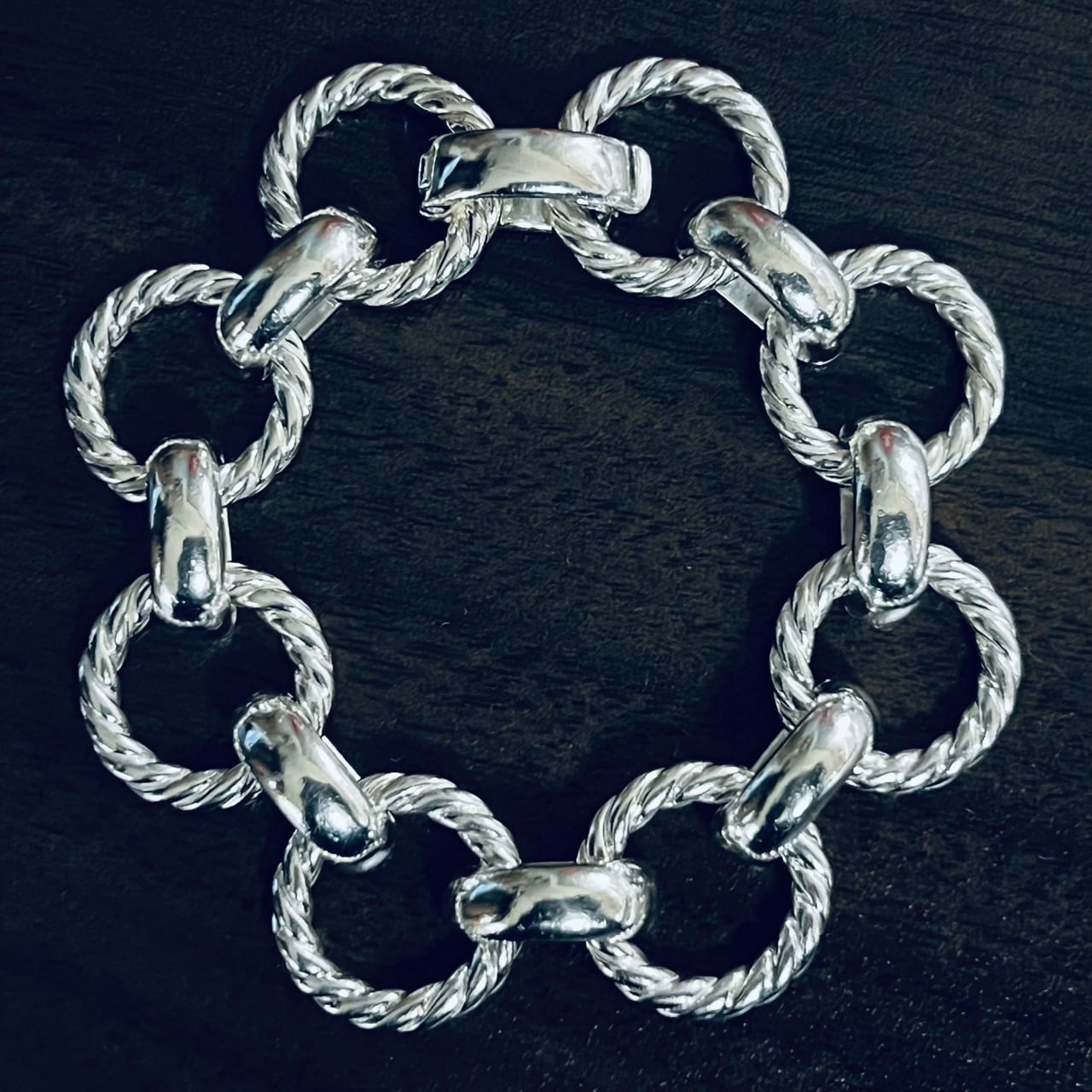 VINTAGE TIFFANY & CO. Twist Circle Link Bracelet Sterling Silver