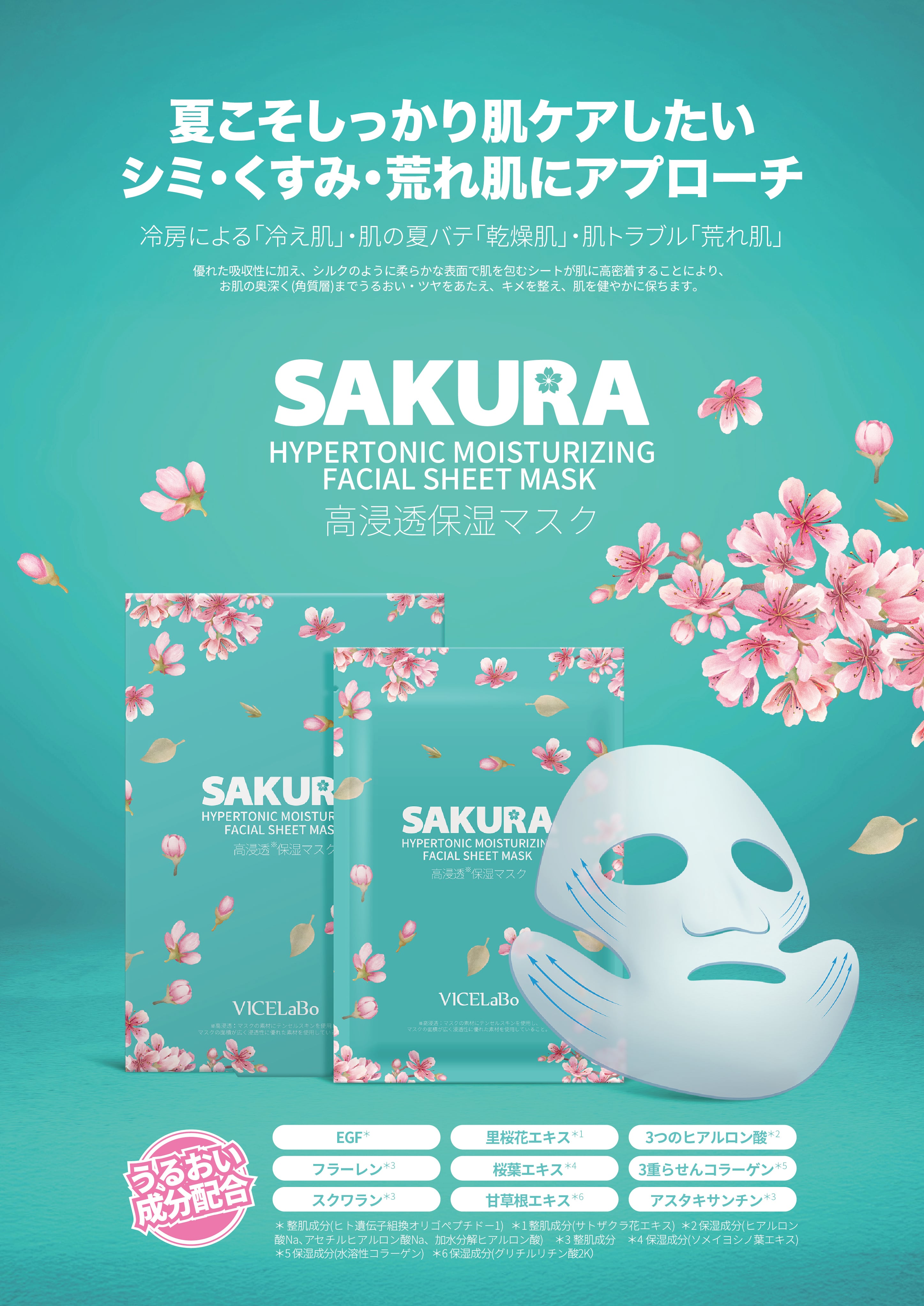 VICELaBo SAKURA さくら高浸透保湿 フェイシャル・シートマスク 25mL
