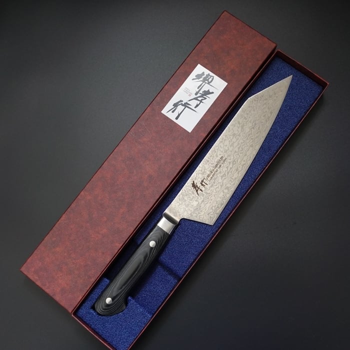 堺孝行 牛刀 包丁 コアレス ダマスカス 剣型 切付 190mm ブラック