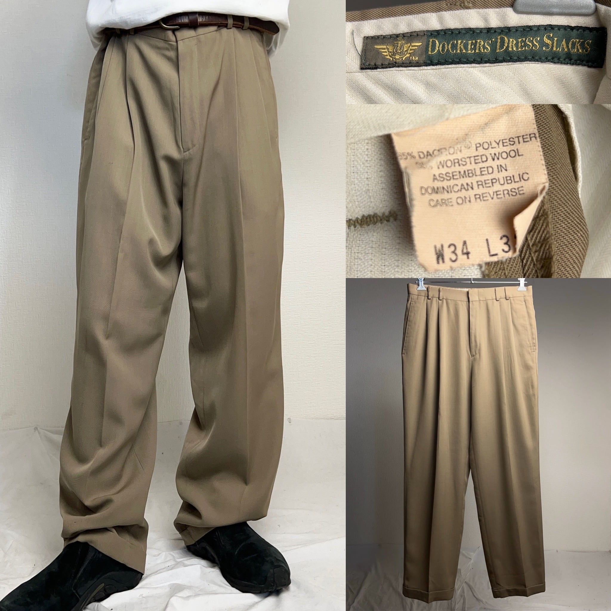 90's Levi's DOCKERS DRESS SLACKS 2tuck Poly×Wool Slacks 90年代