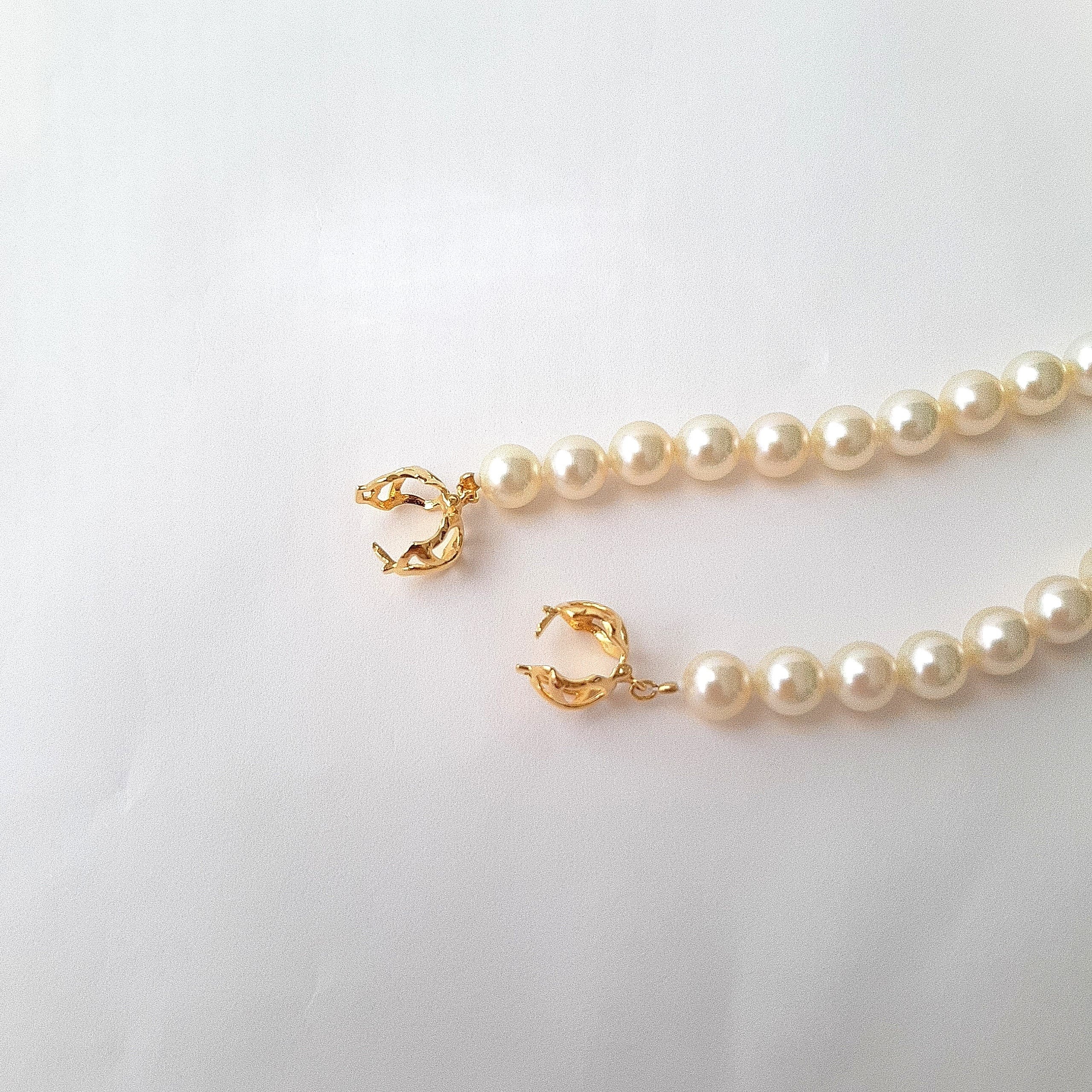 SV パックマン ロングネックレス & ピアス セットあこや真珠 パール