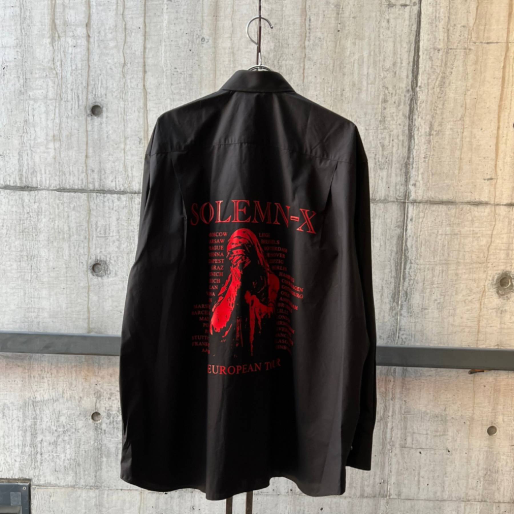 RAF SIMONS Big fit shirt with printed Solemn-X BLACK | AYIN