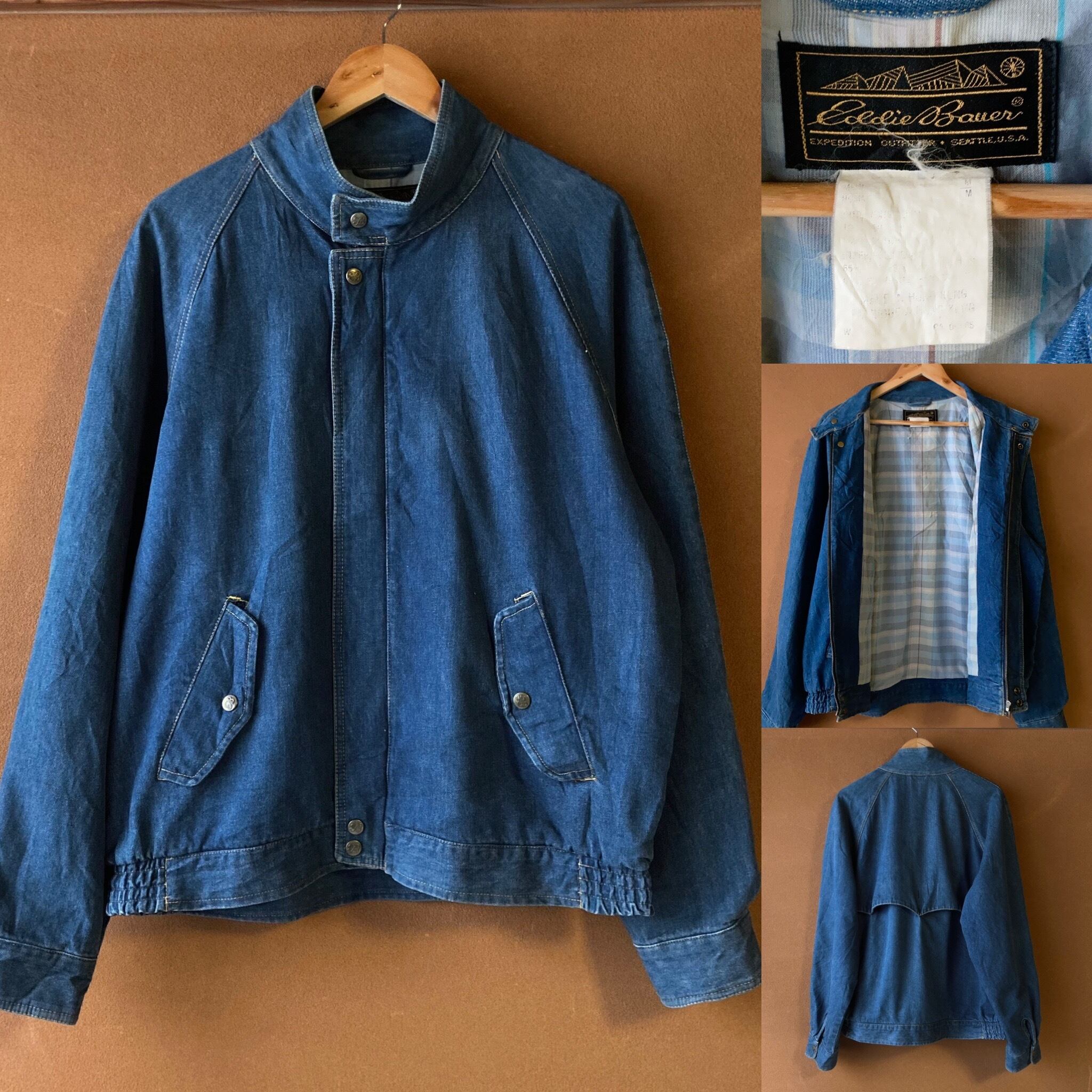 80's Eddie Bauer デニムハリントンジャケット 黒タグ SIZE M