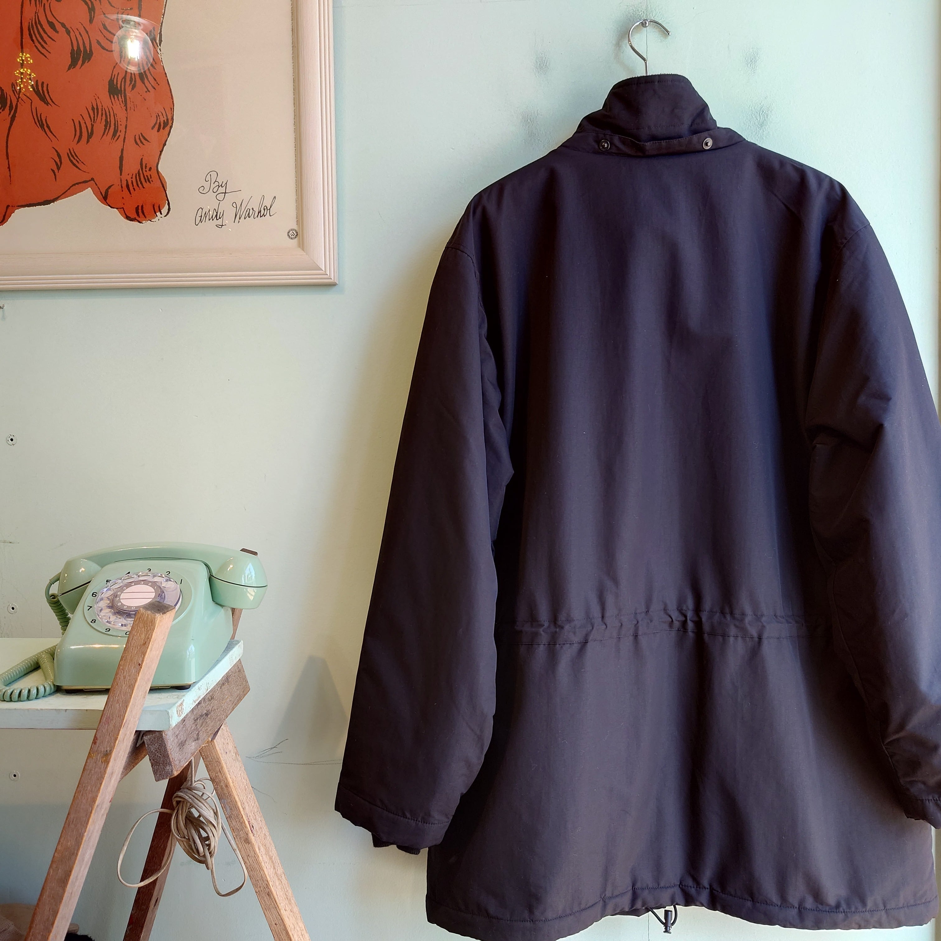 LANDS'END 90-00s ナイロンハーフジャケット ハーフコート 黒 シェルド
