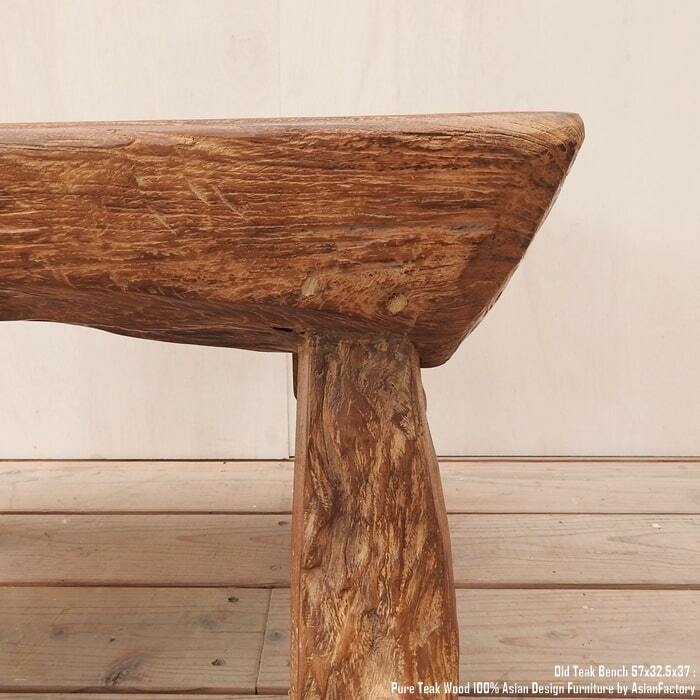 厚さ14cm!! オールドチーク無垢材 極厚一枚板スツール 57cm ベンチ
