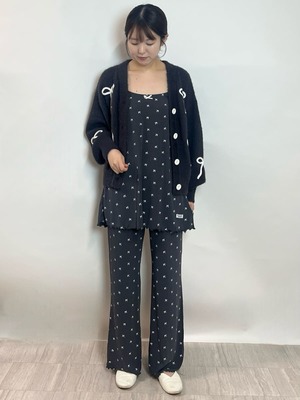 針抜きリボン柄ロングパンツ(ロングパンツ)｜ルームウェア・パジャマ