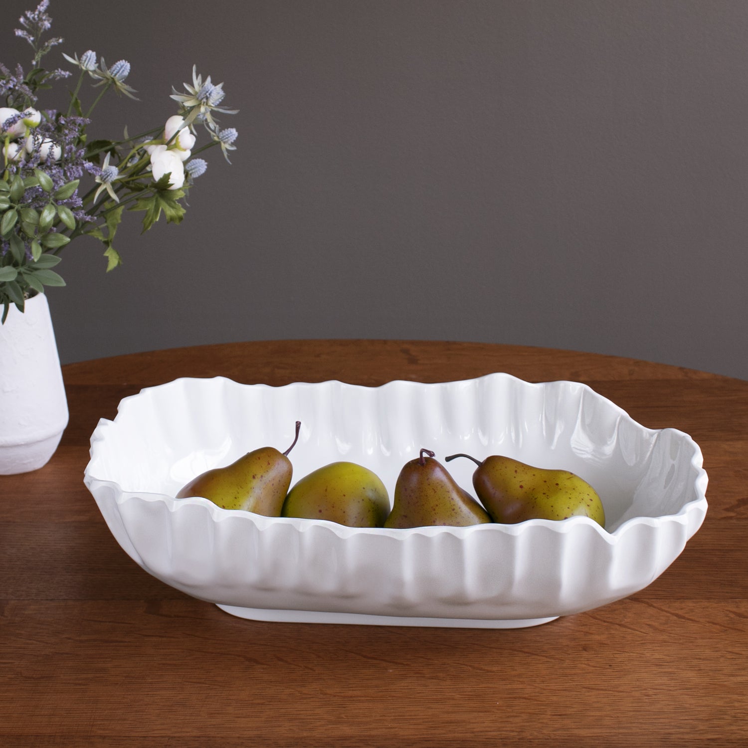 VIDA Bloom Pinched Large Oval Bowl (White)