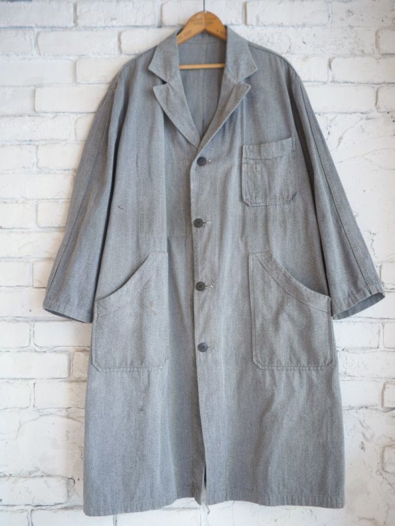 VINTAGE 40's FRENCH WORK BLACK CHAMBRAY COAT ヴィンテージ 40年代