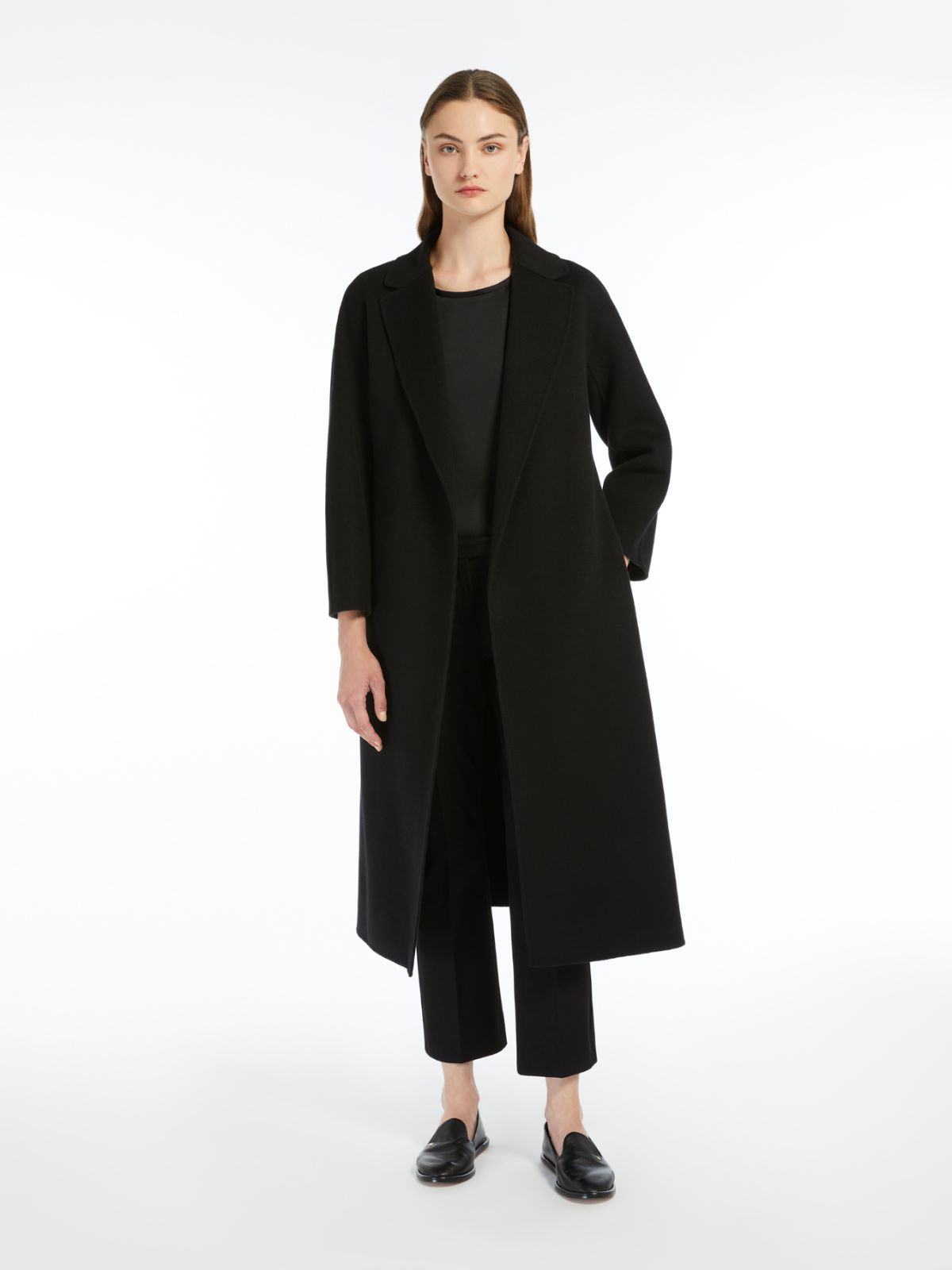 Wool broadcloth midi coat, black | Max Mara