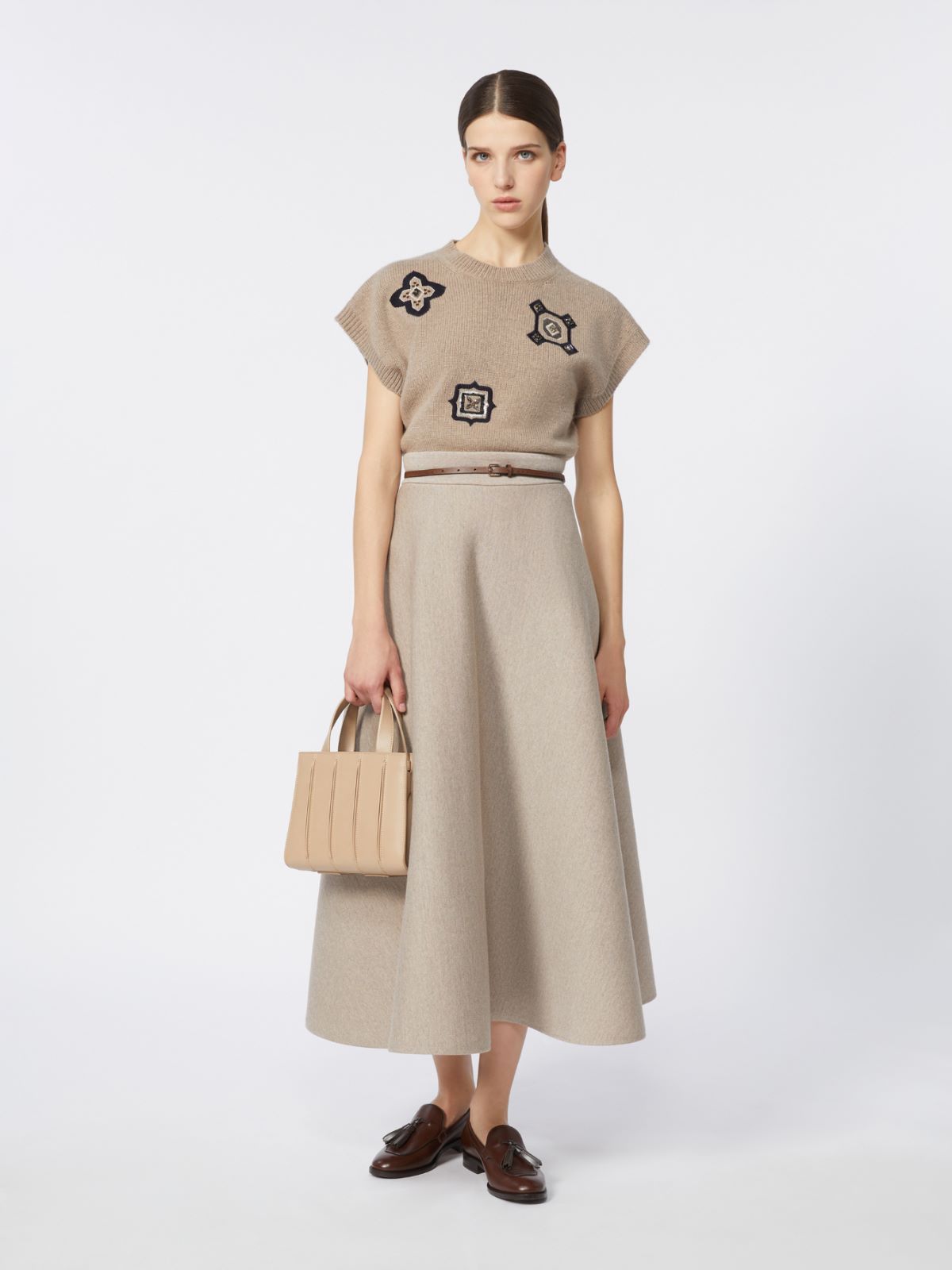 Wool and cashmere cropped sweater, sand | Max Mara