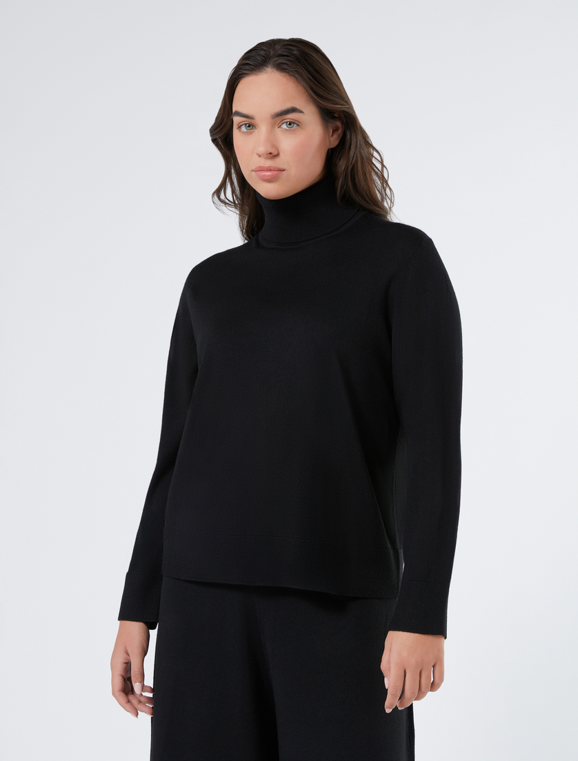 Turtleneck wool jumper, black | Marina Rinaldi