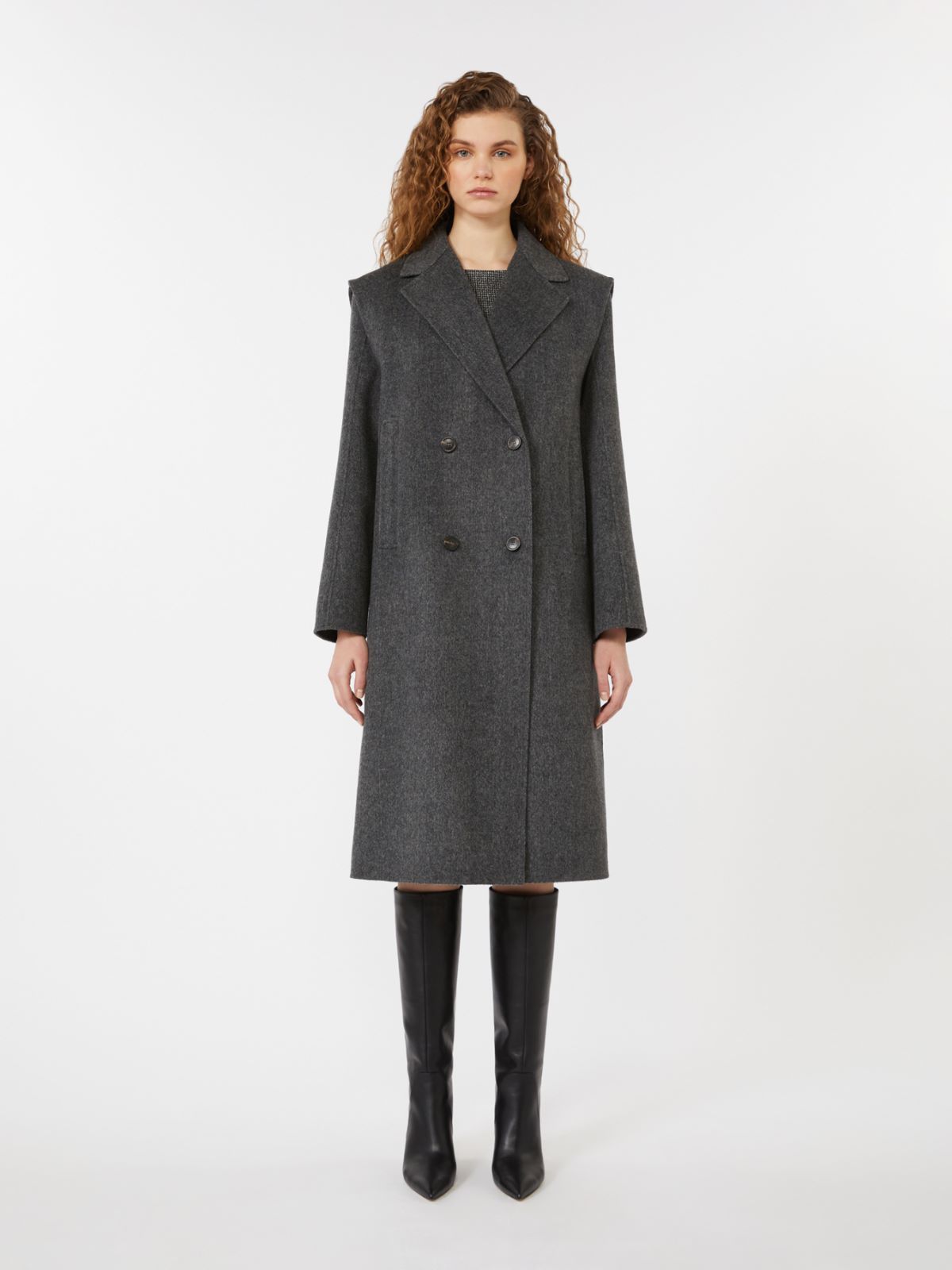 2-in-1 wool drap coat, dark grey | Weekend Max Mara