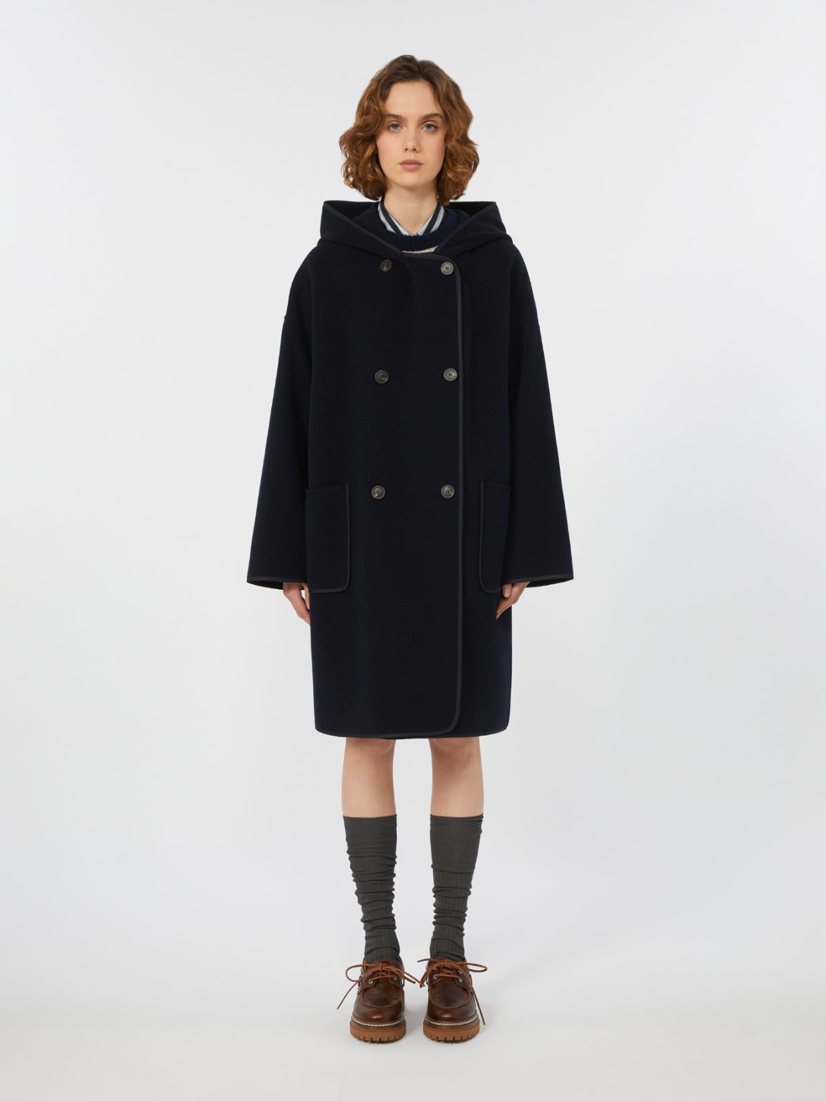 Coat in double-faced wool broadcloth, navy | Weekend Max Mara