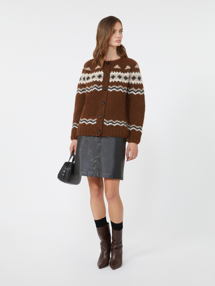 Jacquard alpaca cardigan, brown | Weekend Max Mara