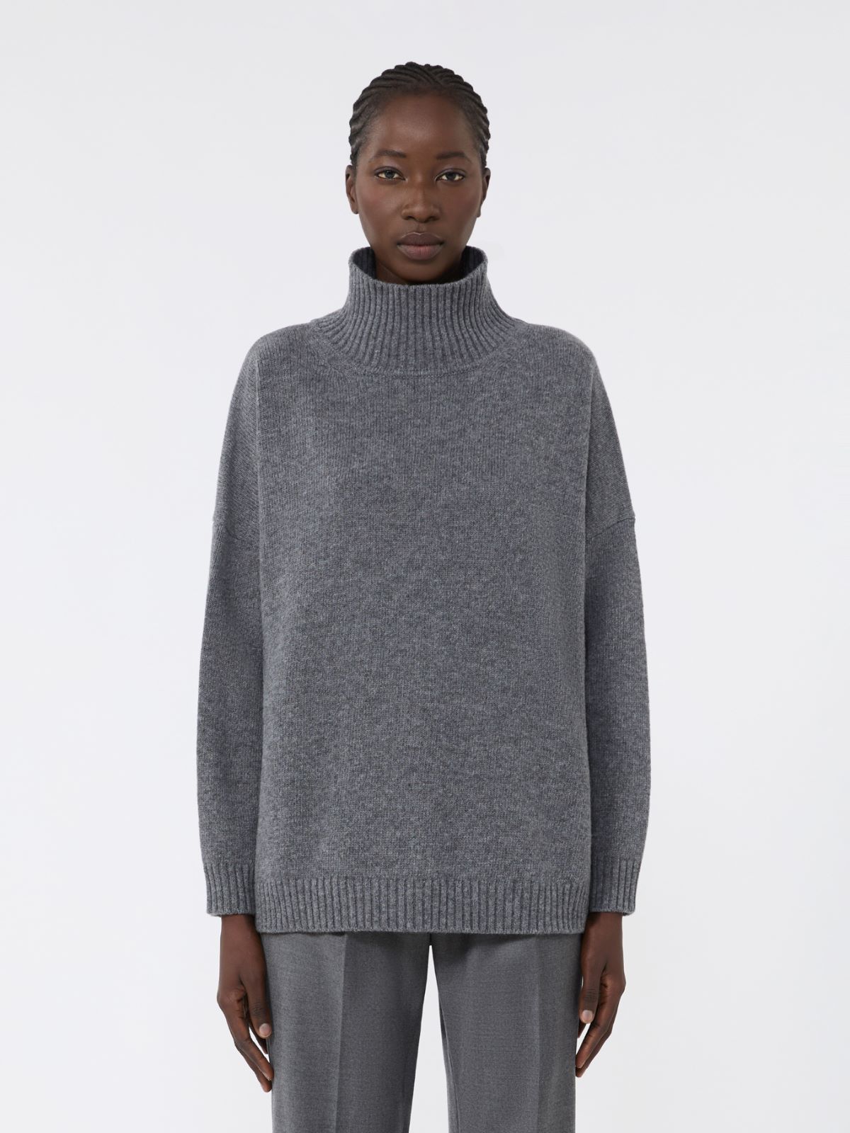 Wool knit turtleneck jumper, dark grey | Weekend Max Mara