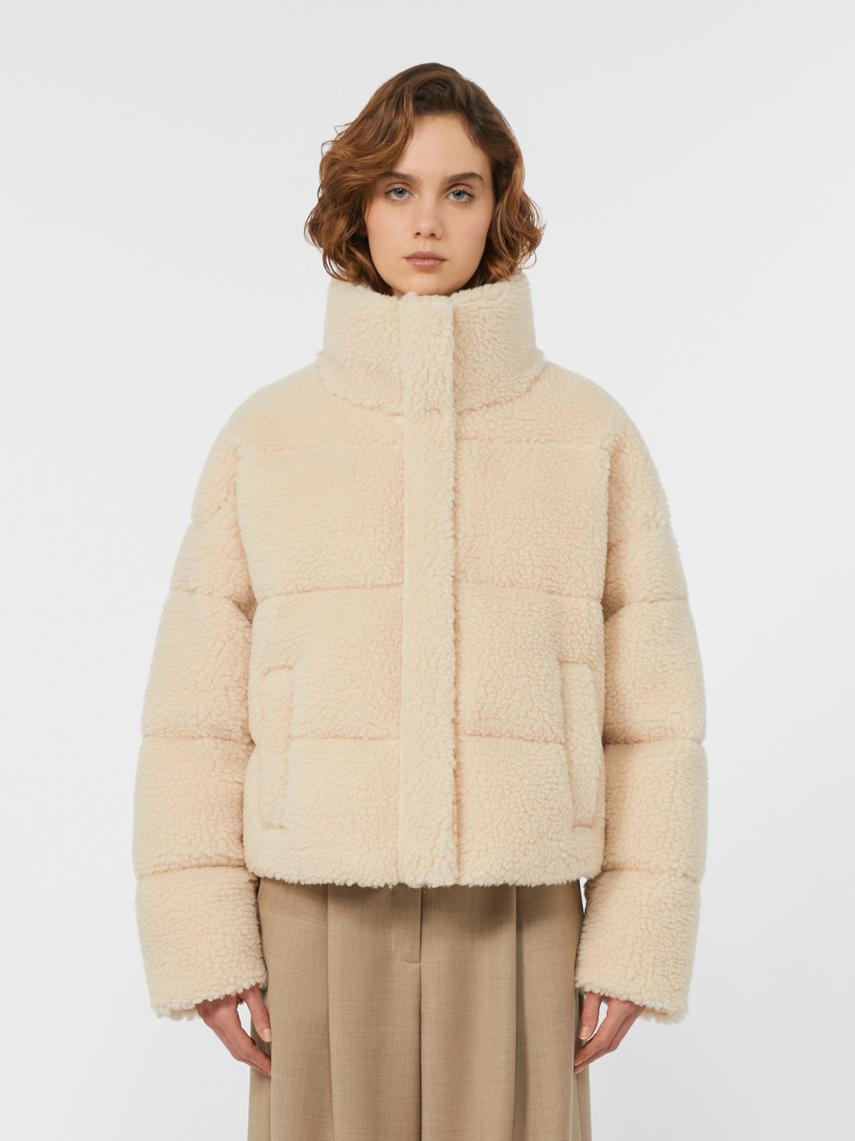 Cropped wool down jacket, ivory | Weekend Max Mara