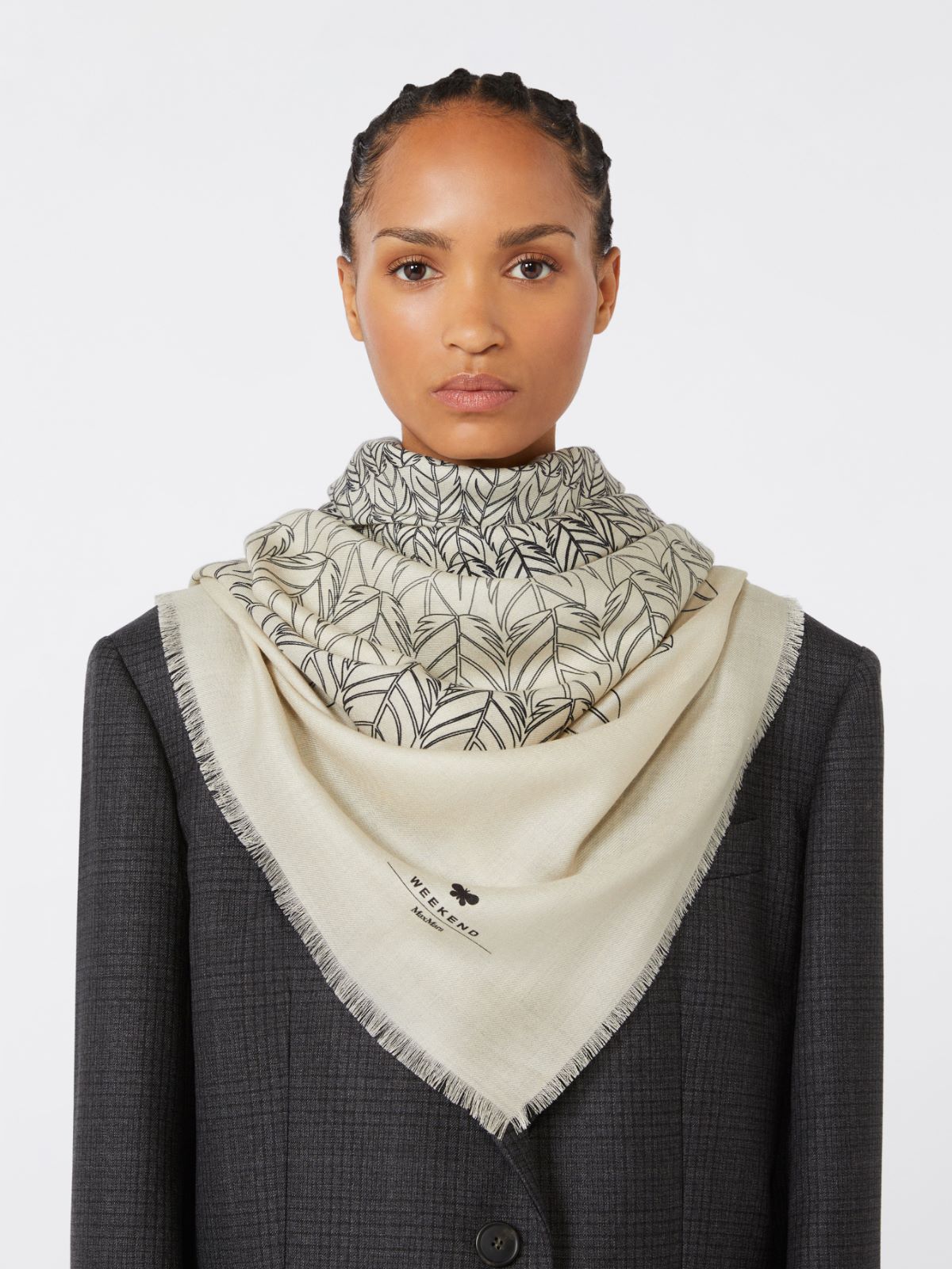 Wool and silk stole, dark grey | Weekend Max Mara