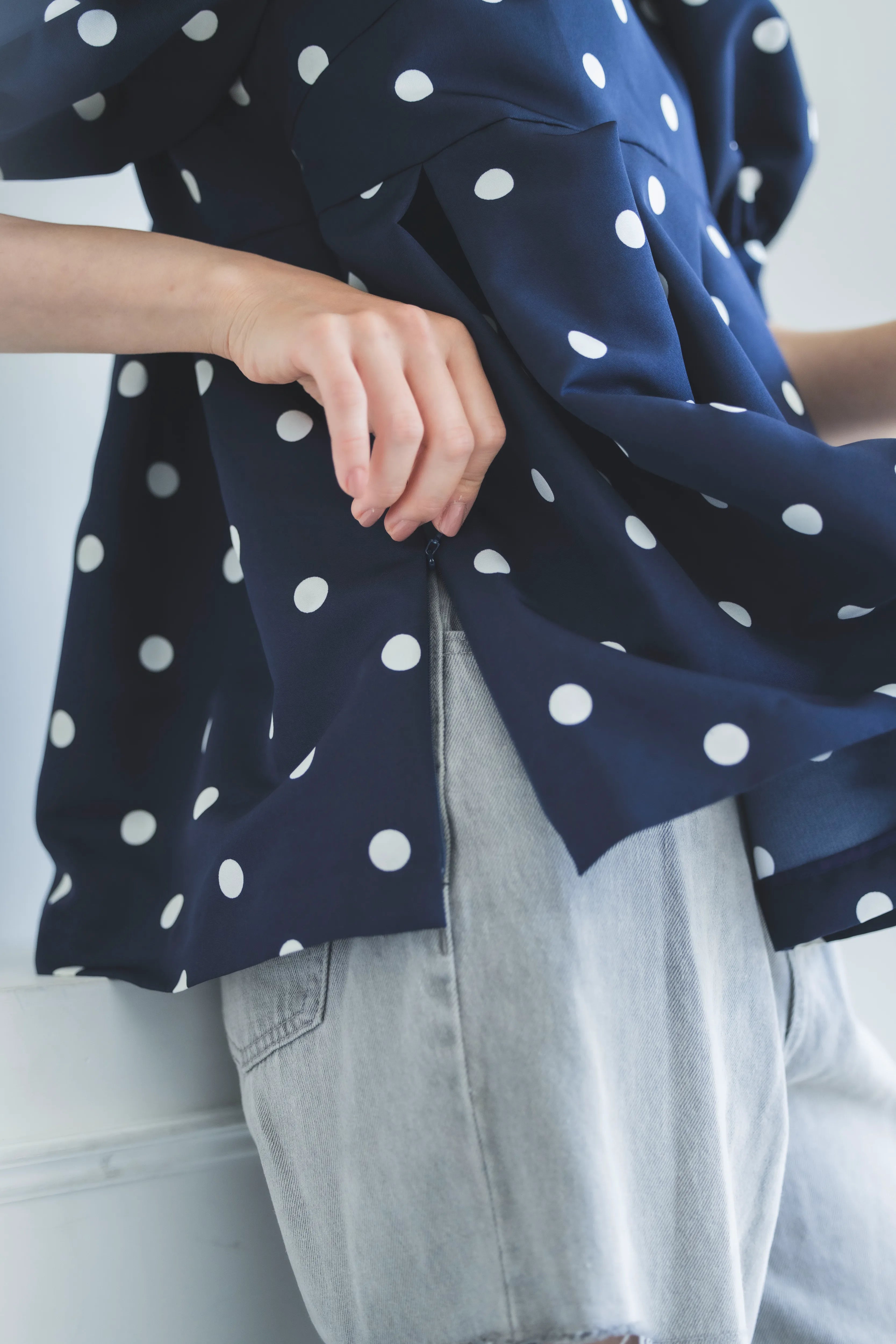 ぽわん袖トップス（ドット）【お上品な授乳服のお店bitnabi】