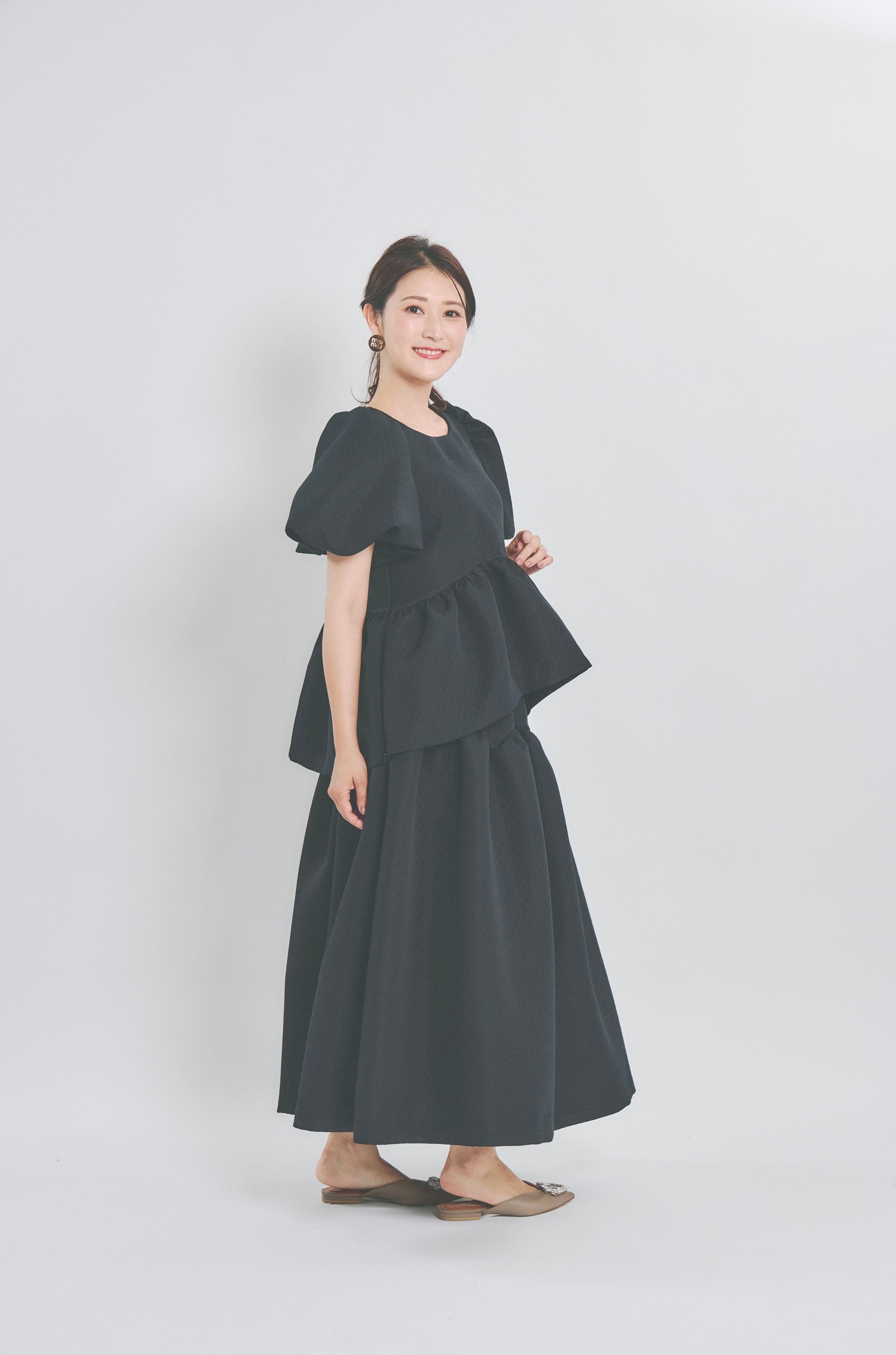 キルティングトップス（ブラック）【お上品な授乳服のお店bitnabi】