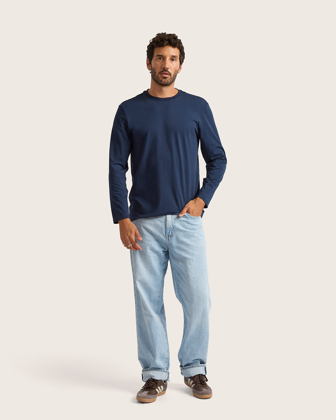 Men's Bamboo Classic Long Sleeve T-Shirt in Navy – Boody US