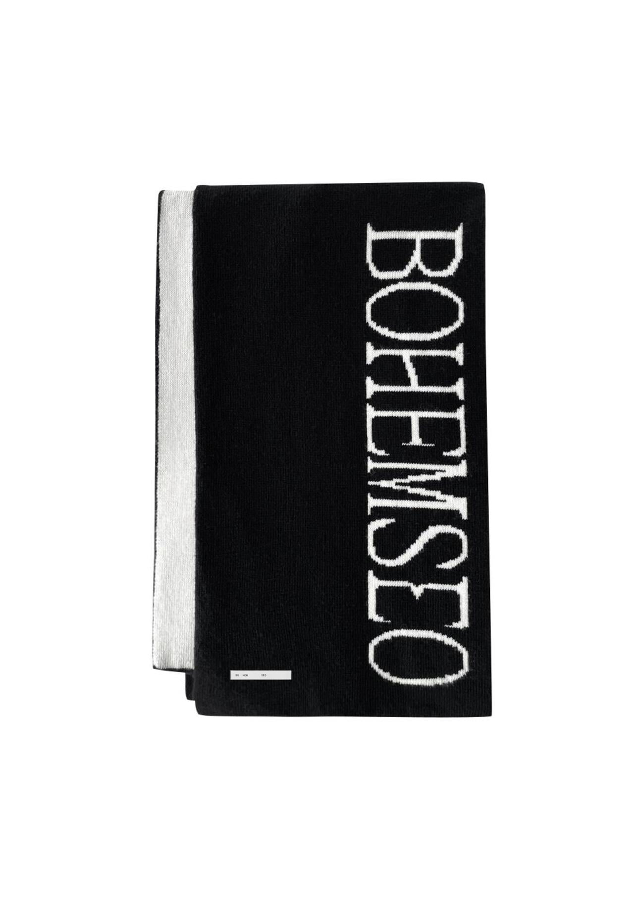 22TH] JACQUARD KNIT MUFFLER BLACK&IVORY | bohemseo