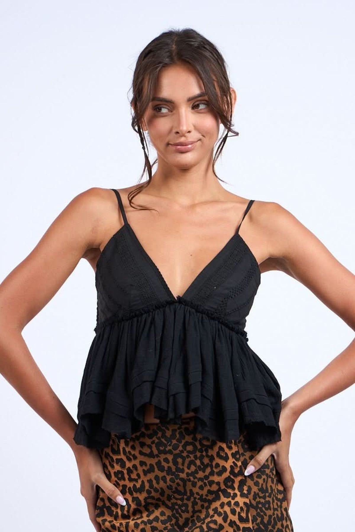 babylclub Disco frill top トップス黒 104966.Love-Life-Black-