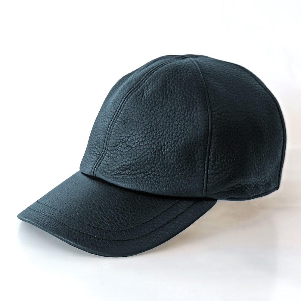 エゾシカ革のキャップ タートル型 【ネイビー】 | エゾシカ革の帽子