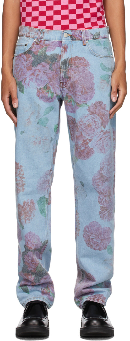 Molly Goddard SSENSE Exclusive Blue Printed Otto Jeans – BlackSkinny