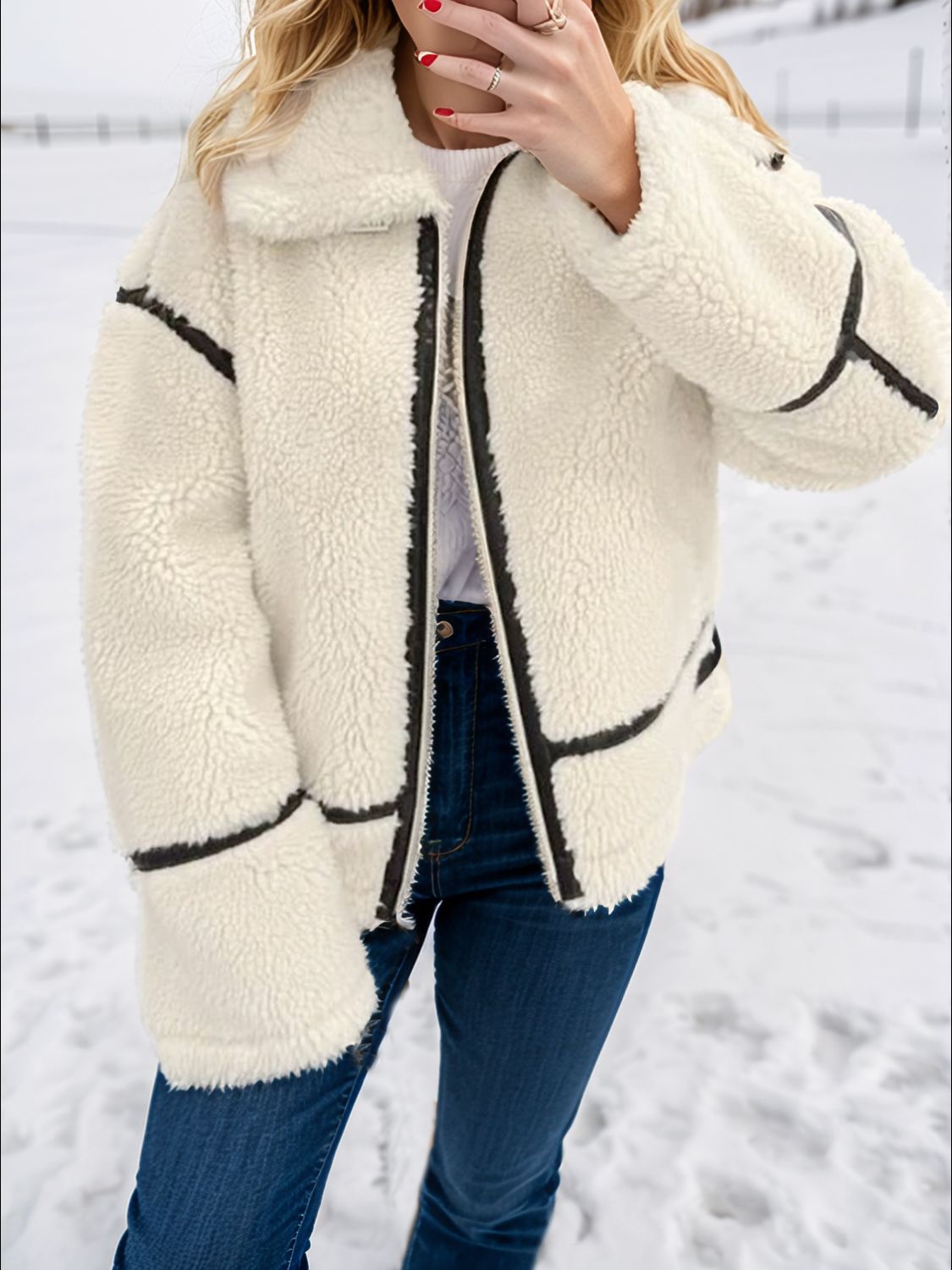 Zip Up Long Sleeve Sherpa Jacket - Blessed & Boujee Boutique