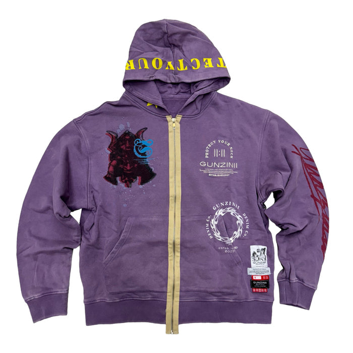 GUNZINII DEAD BEFORE DISHONOR ZIP HOODIE – BLUE CITY NYC