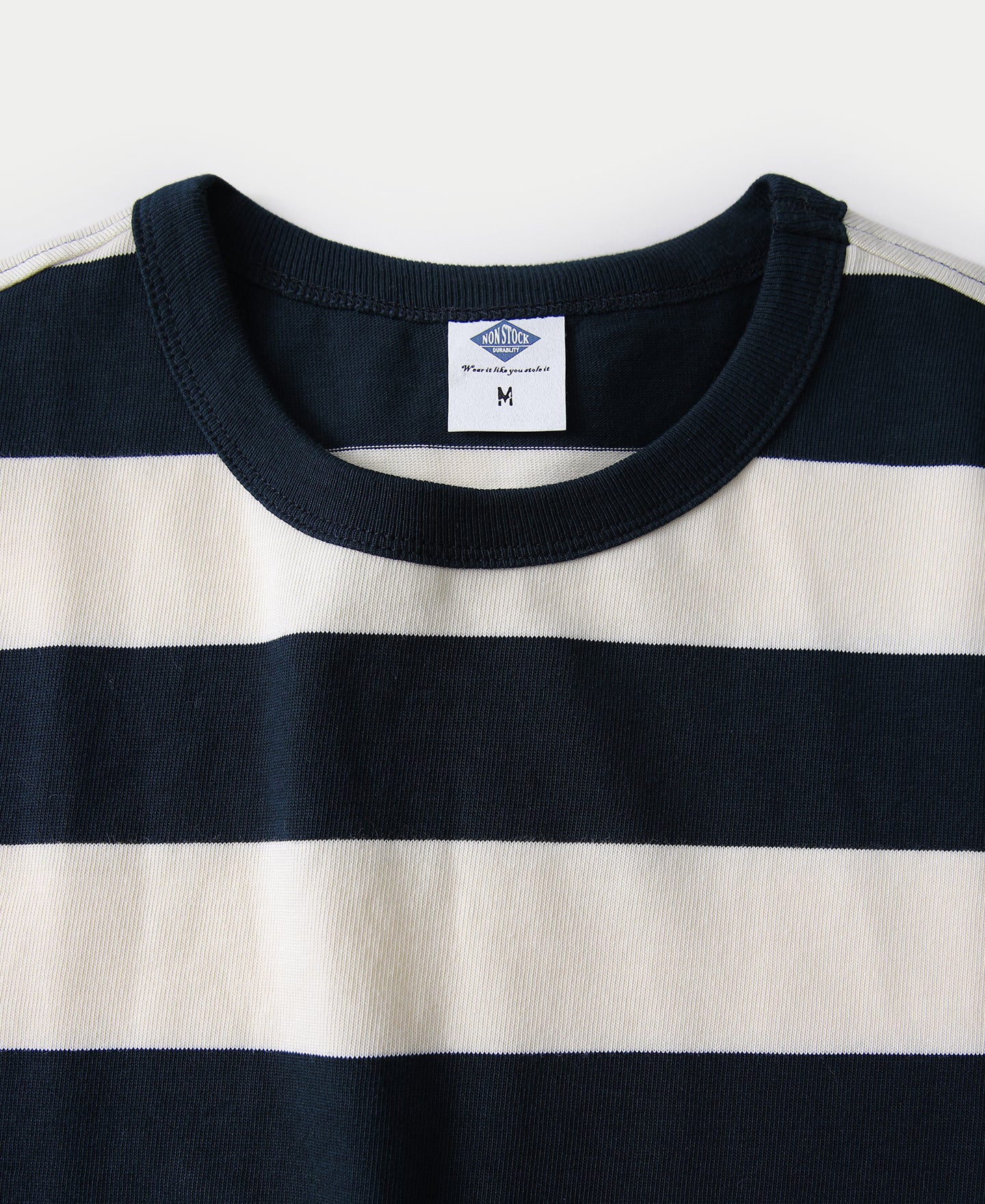 Motorcycle Heavyweight Blue and White Wide Striped T-Shirt