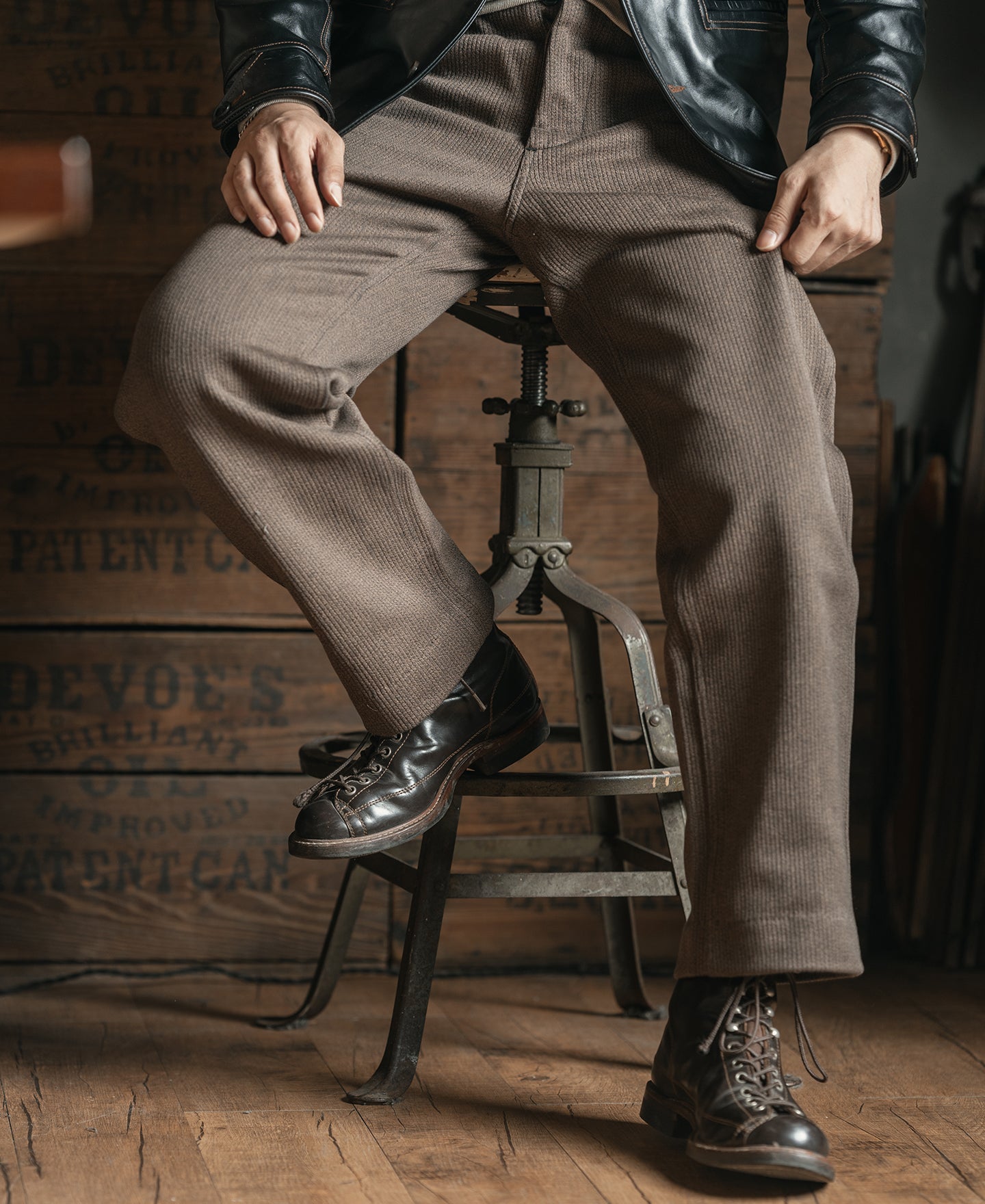 Vintage Heavyweight Pique Salt & Pepper Stripe Work Pants