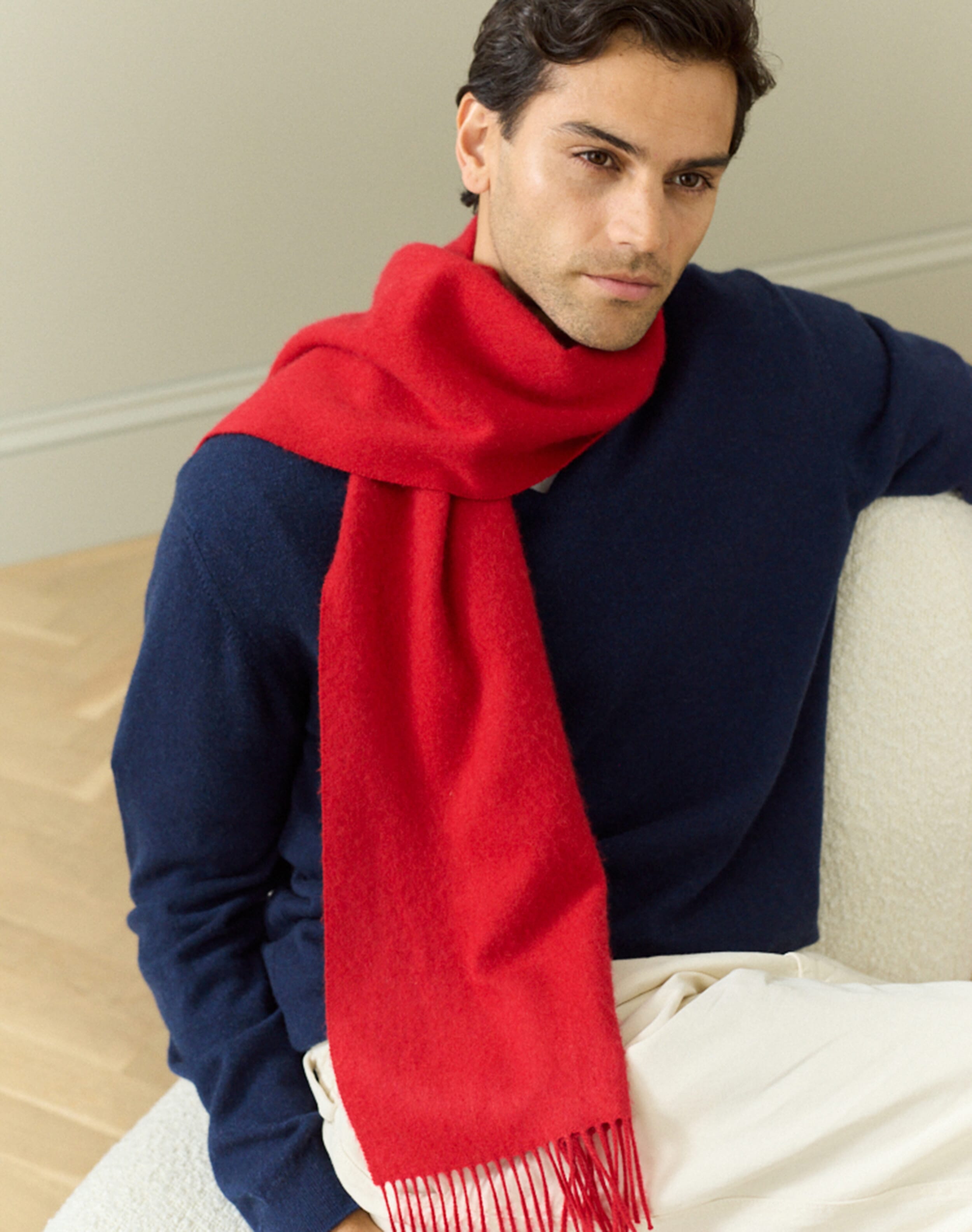小物 SOL soonerorlater Border Scarf red SOL soonerorlater Border